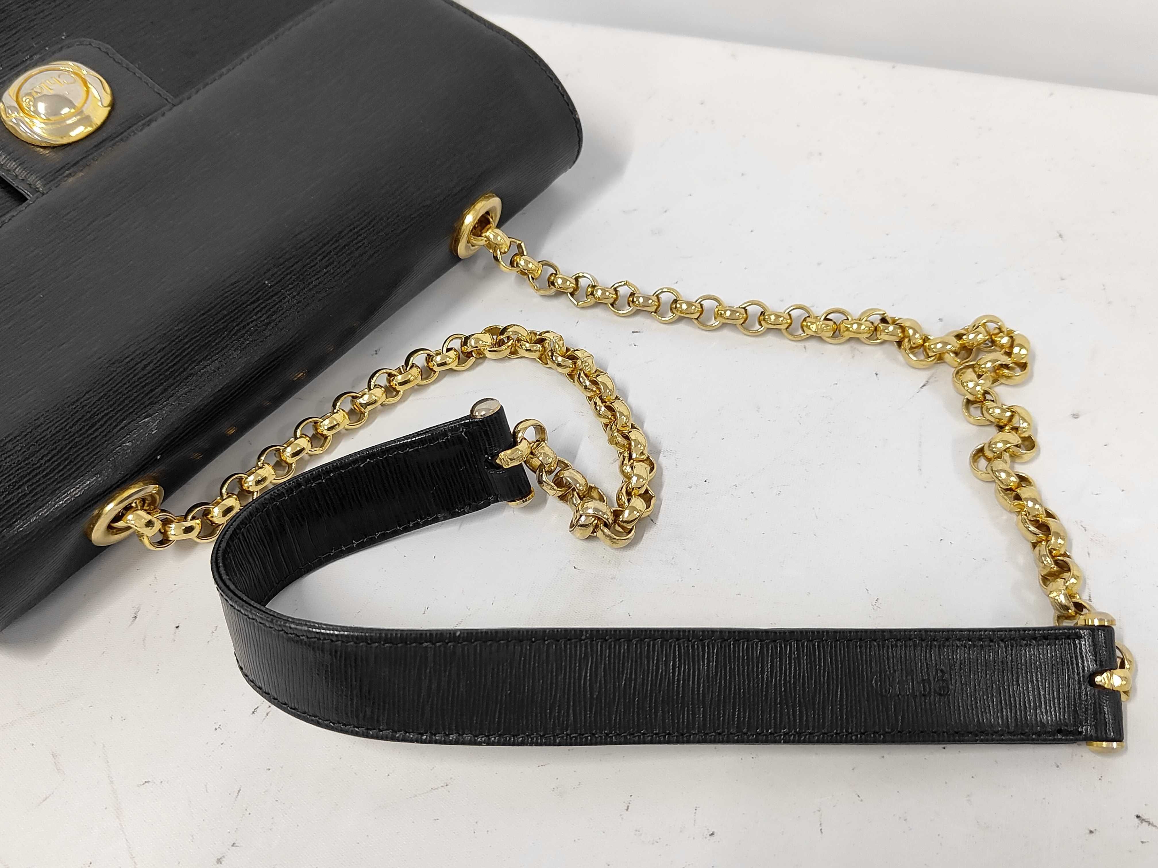 chain shoulder bag, black leather, vintage style shoulder bag — view 3