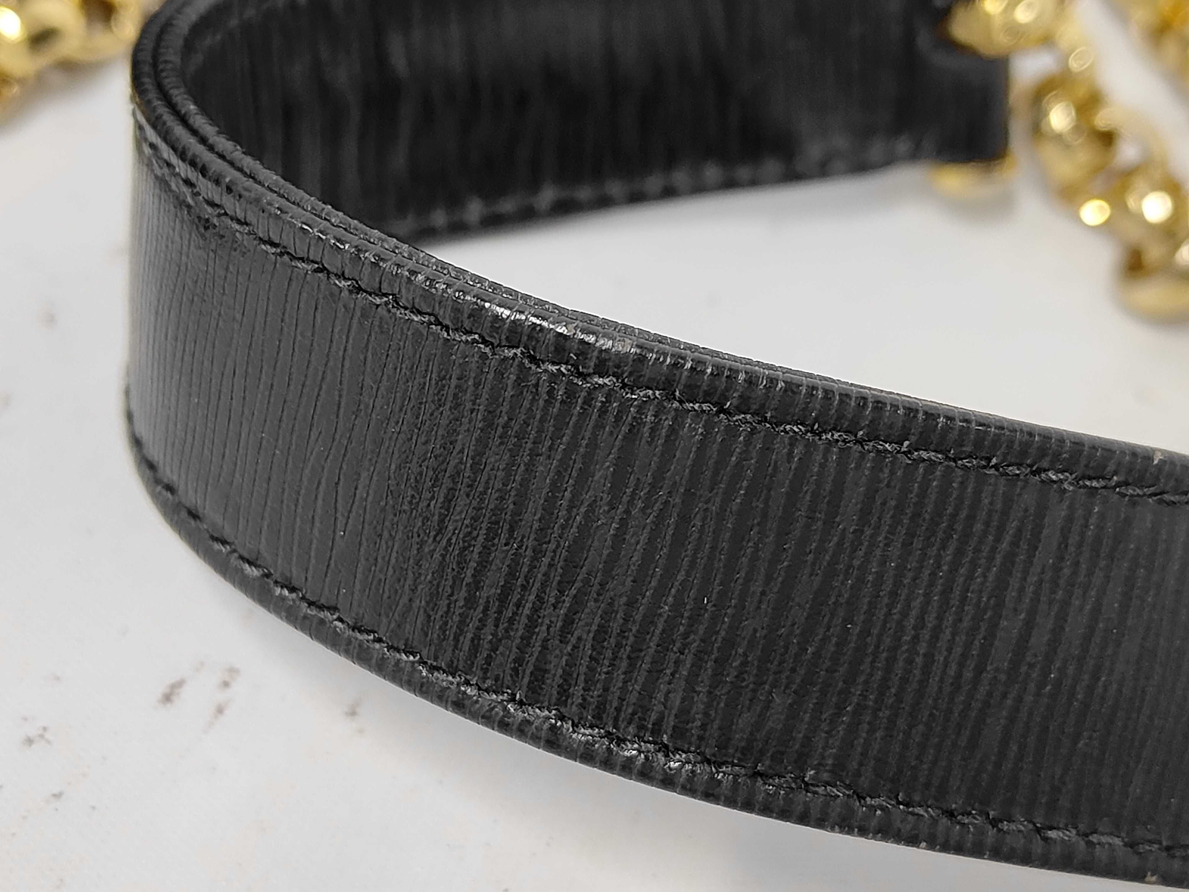 chain shoulder bag, black leather, vintage style shoulder bag — view 4