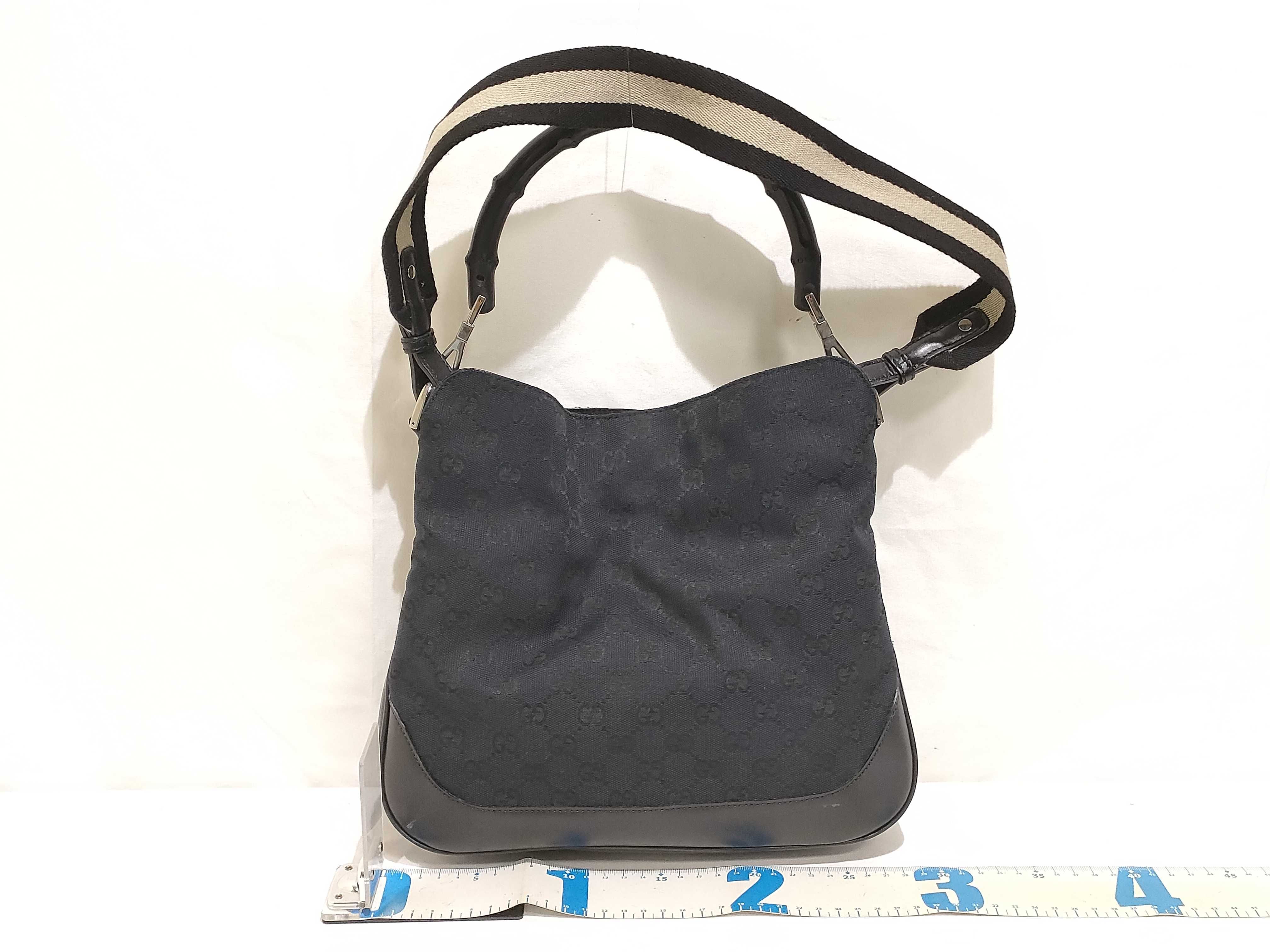 Bamboo 2-Way Handbag/Shoulder Bag, GG Canvas, Bamboo, Black/Navy Handbag (001.4095) — view 2