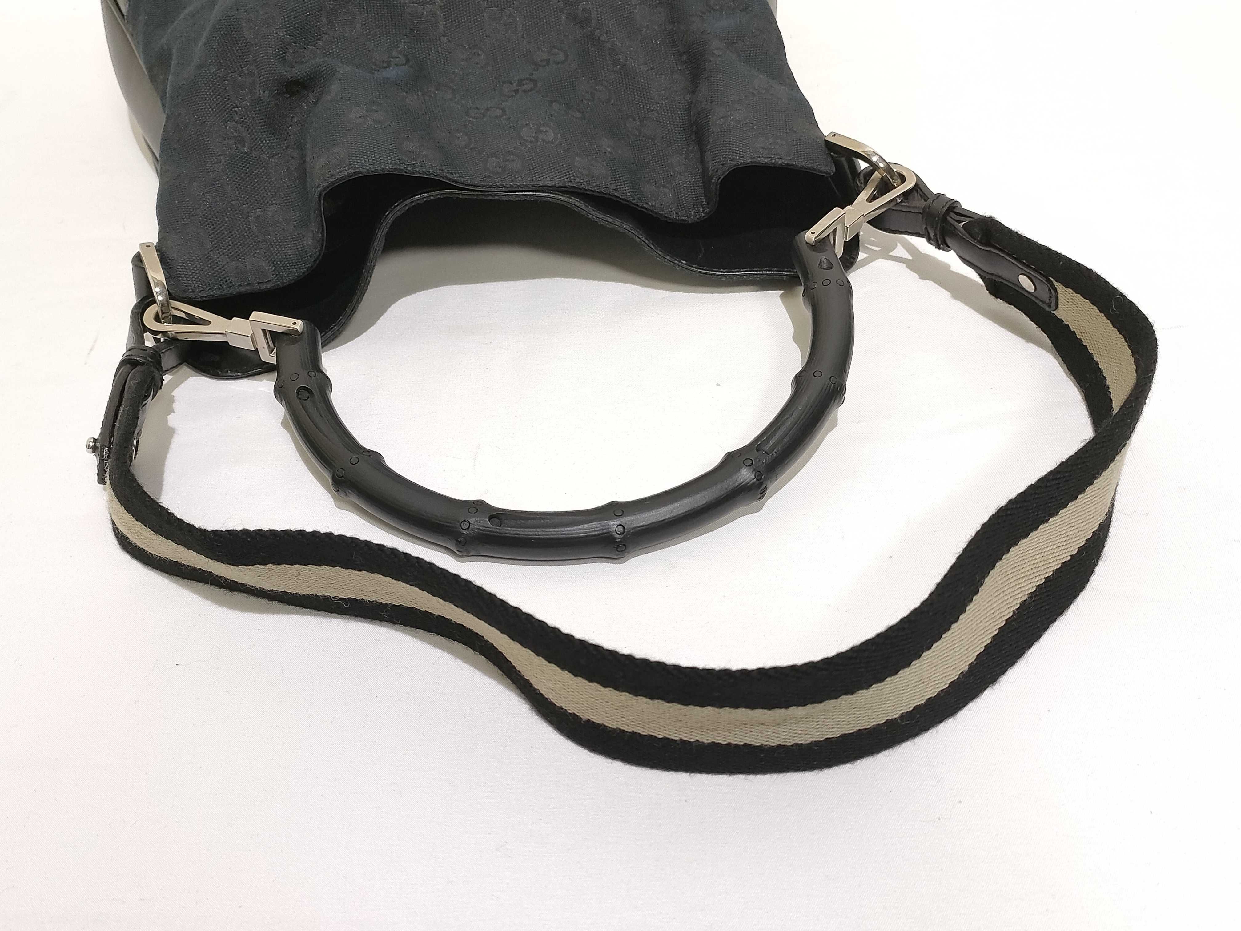 Bamboo 2-Way Handbag/Shoulder Bag, GG Canvas, Bamboo, Black/Navy Handbag (001.4095) — view 3
