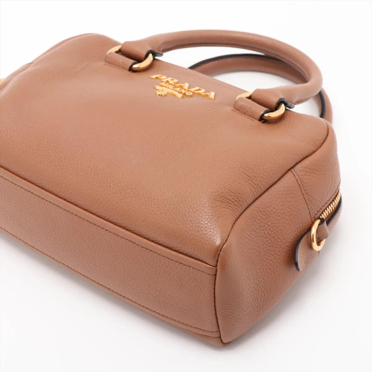 Vitello Phoenix Leather 2-Way Handbag, Brown, 1BB108 — view 3