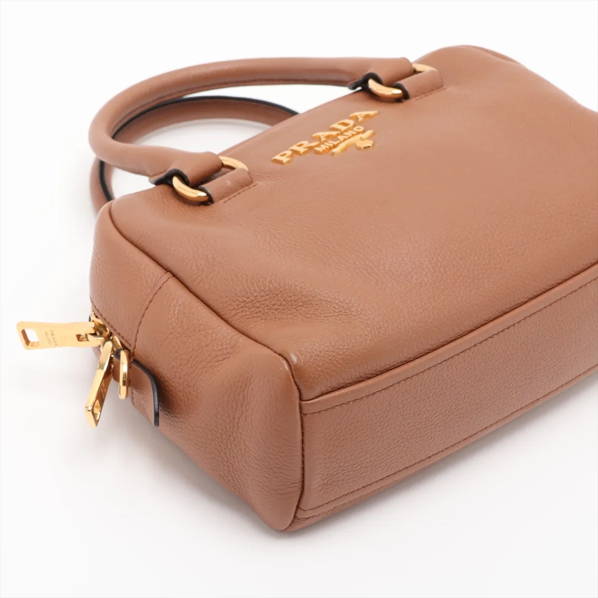 Vitello Phoenix Leather 2-Way Handbag, Brown, 1BB108 — view 4