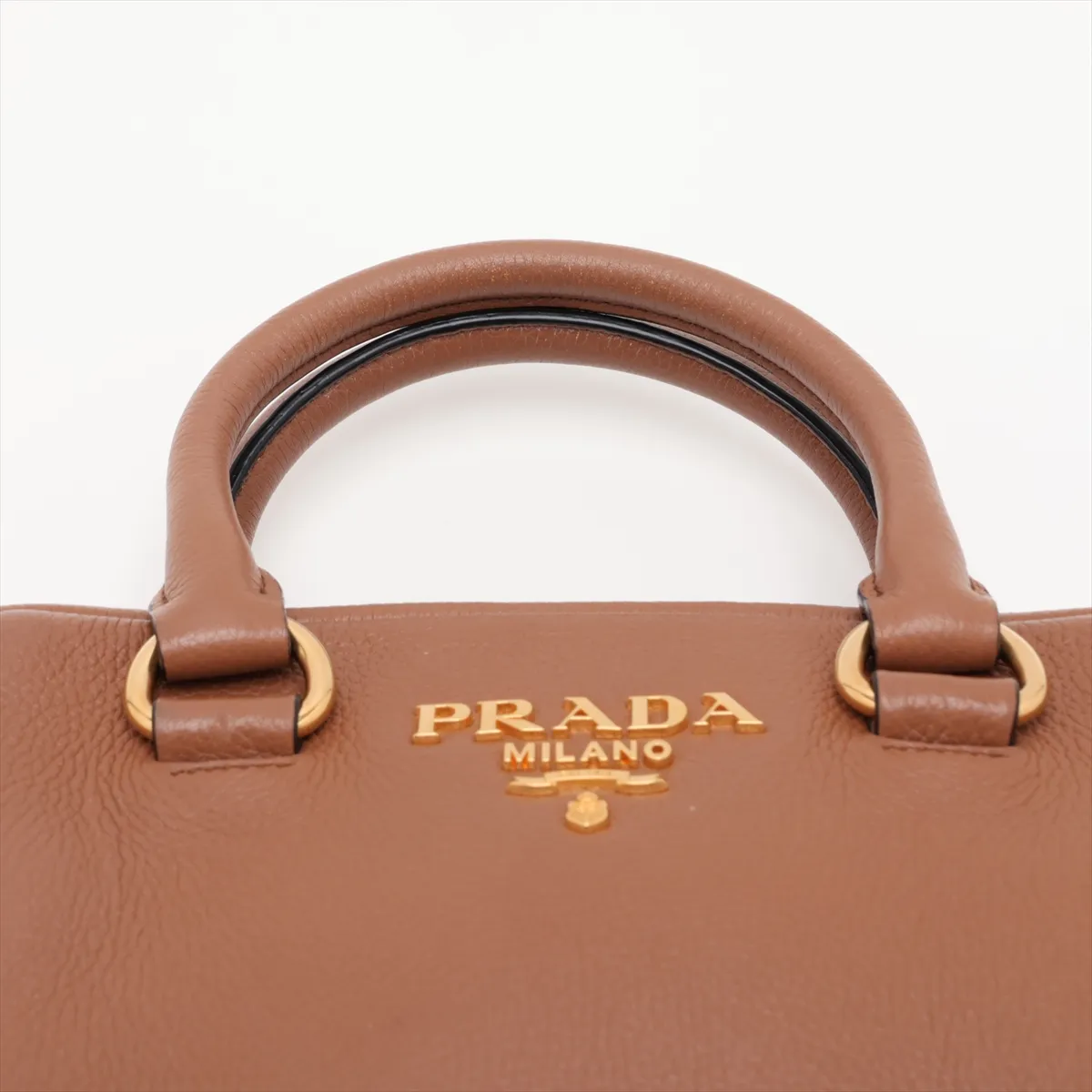 Vitello Phoenix Leather 2-Way Handbag, Brown, 1BB108 — view 6