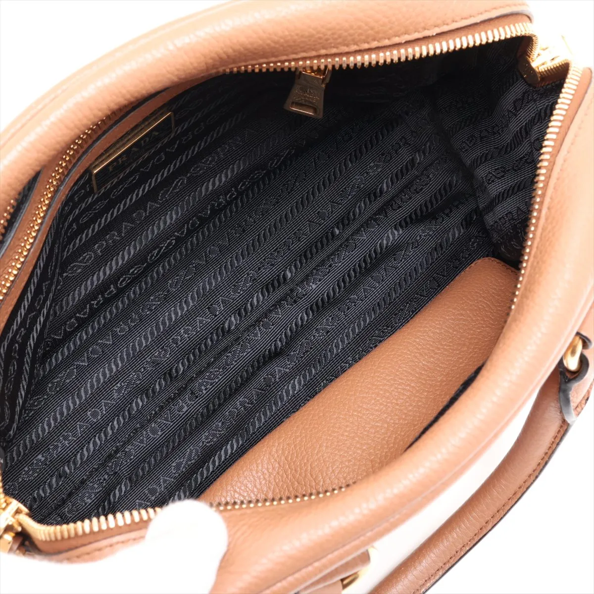 Vitello Phoenix Leather 2-Way Handbag, Brown, 1BB108 — view 8