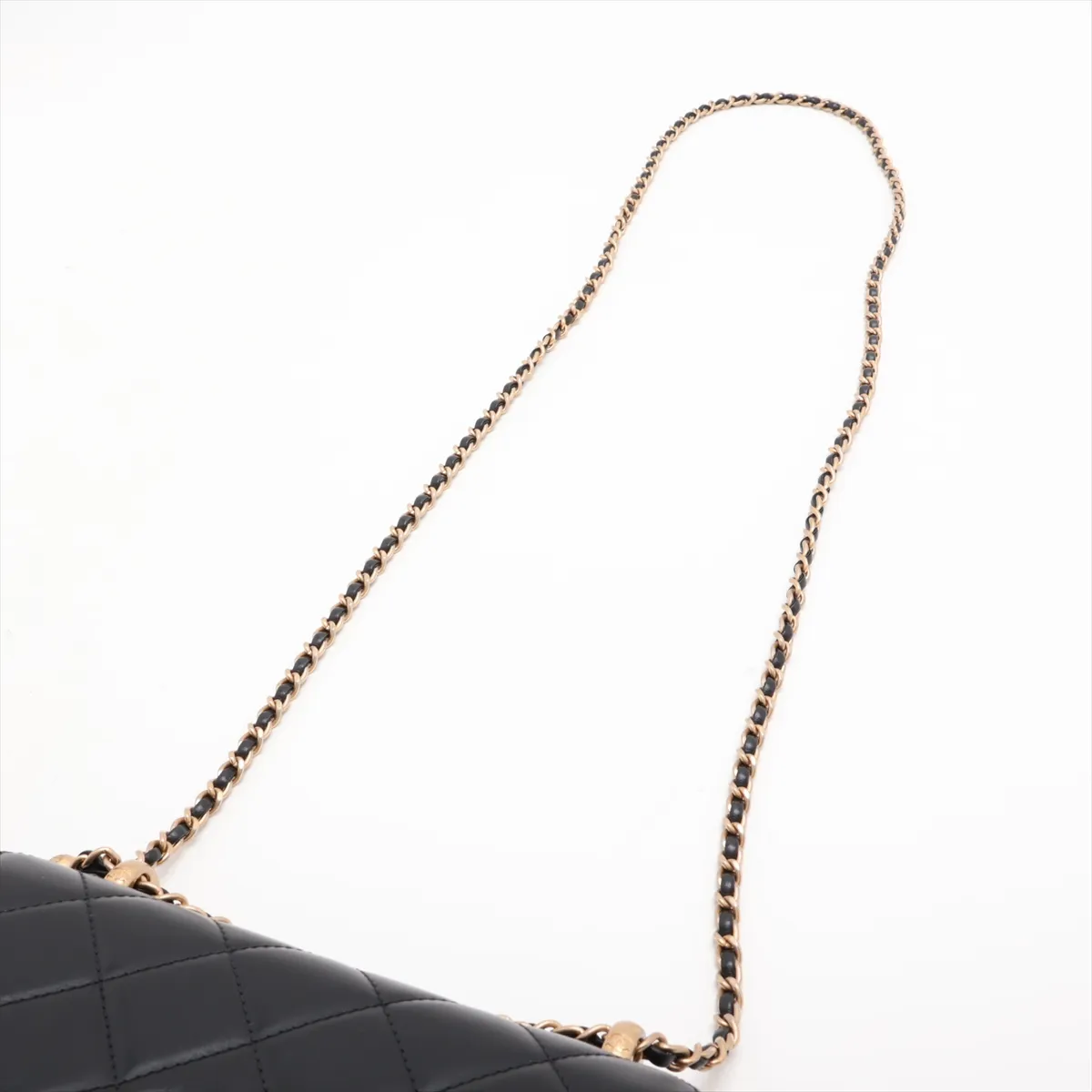 Matelassé Lambskin Chain Shoulder Bag, Black with Gold Hardware, K5JJPUK6, Random Plate, AS2615 — view 5