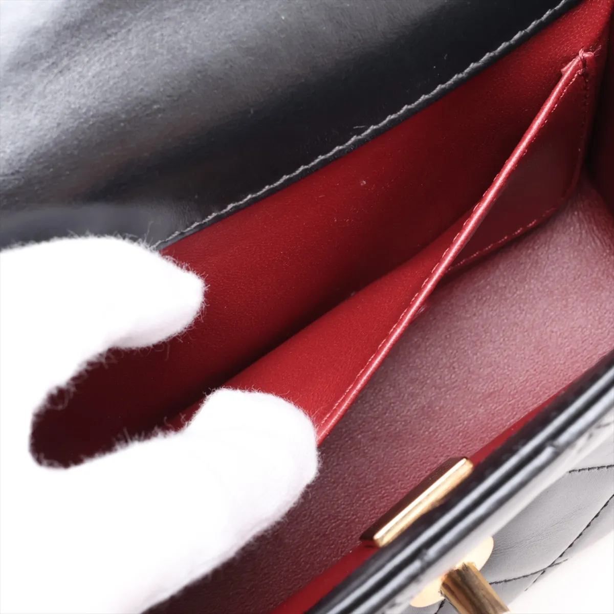 Matelassé Lambskin Chain Shoulder Bag, Black with Gold Hardware, K5JJPUK6, Random Plate, AS2615 — view 7