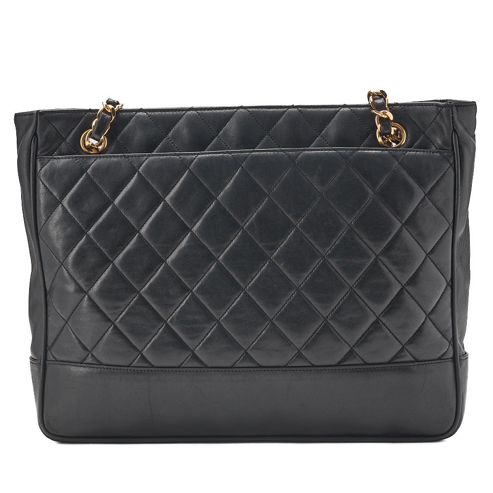 Lambskin ball charm chain shoulder bag, black, gold hardware. — view 2