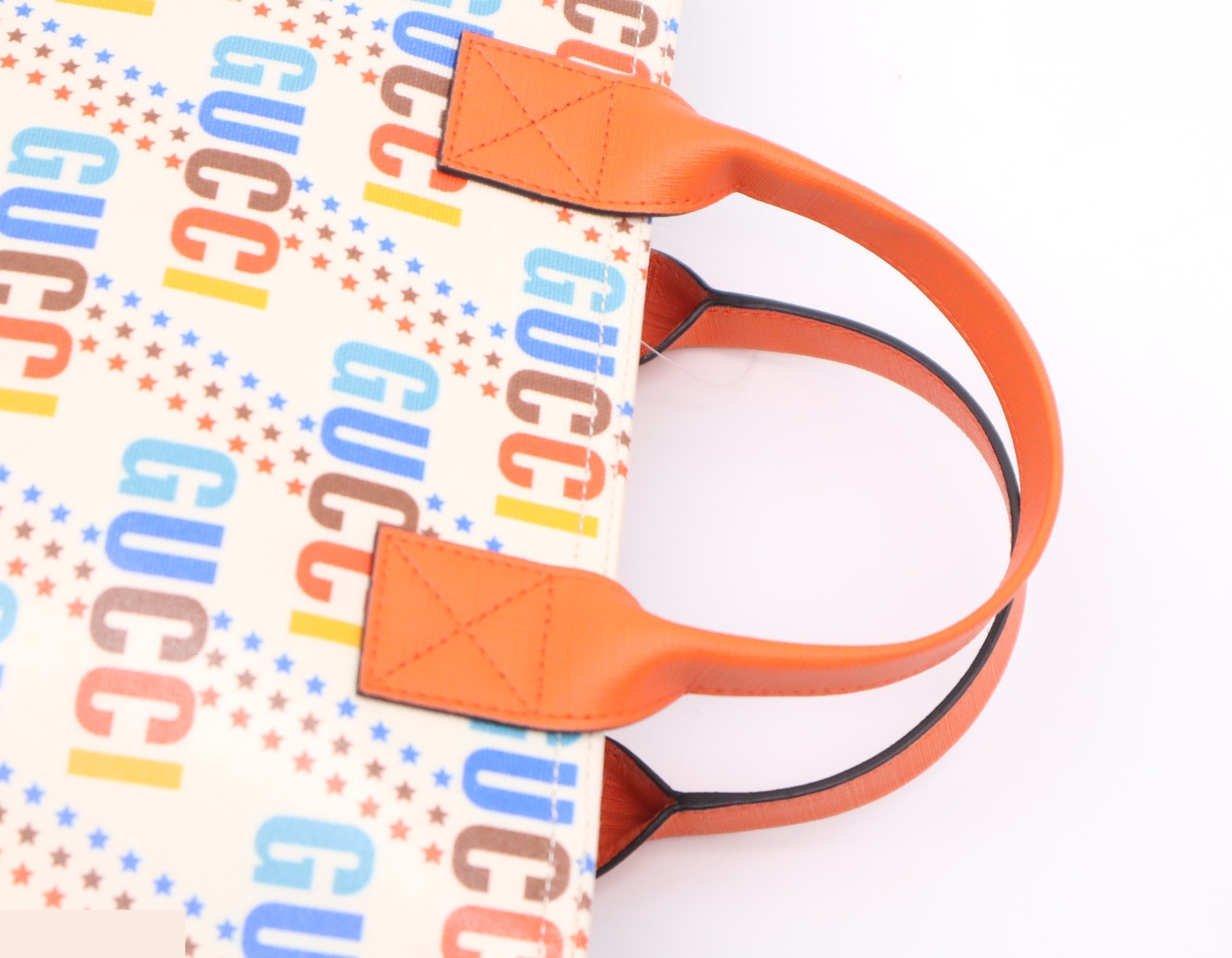 PVC x Leather Children's Logo Tote Bag - Beige x Orange x Multi — view 6