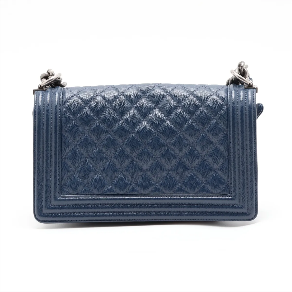 Boy Chanel 25 Caviar Skin Chain Shoulder Bag, Navy, Gunmetal Hardware, 25850434, Serial Number 25-series, A67086 — view 2