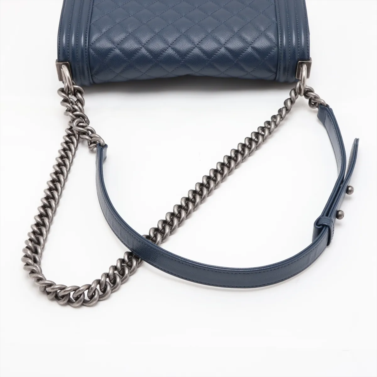 Boy Chanel 25 Caviar Skin Chain Shoulder Bag, Navy, Gunmetal Hardware, 25850434, Serial Number 25-series, A67086 — view 5