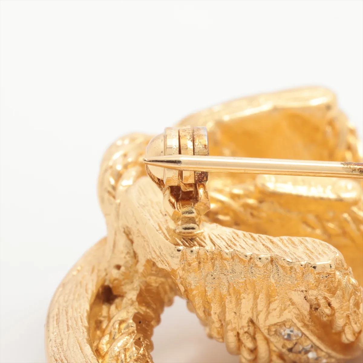 brooch, GP x rhinestone, gold, — view 3