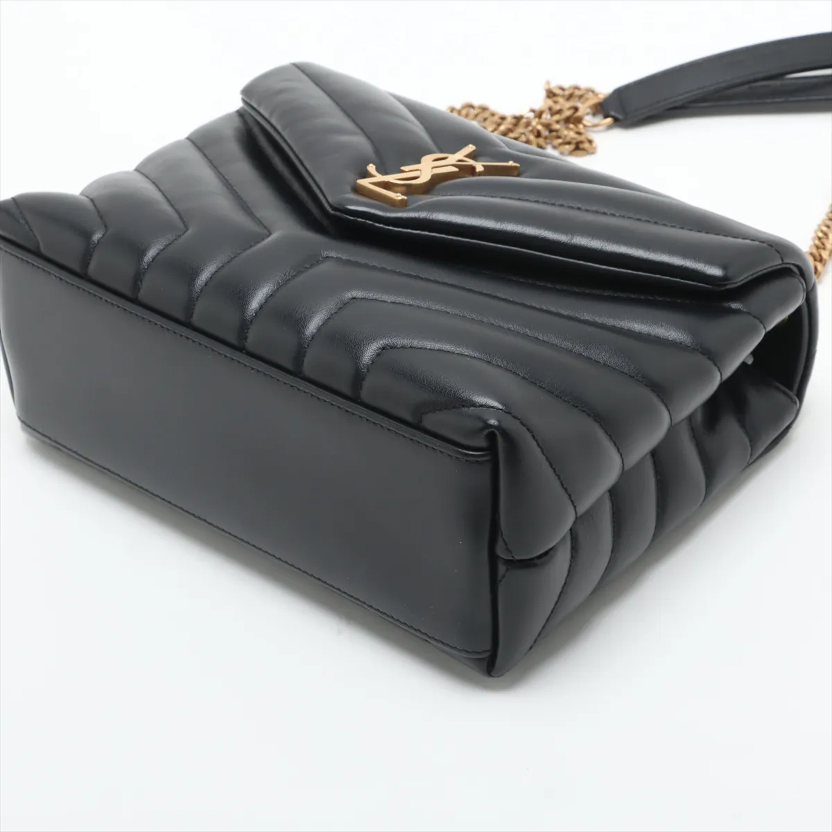 Loulou Leather Chain Shoulder Bag, Black, 494699 — view 3