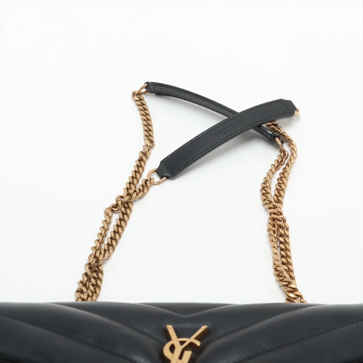 Loulou Leather Chain Shoulder Bag, Black, 494699 — view 6