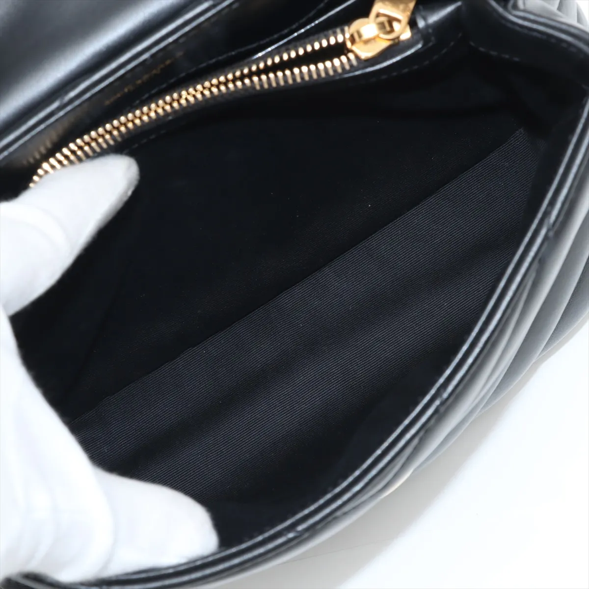 Loulou Leather Chain Shoulder Bag, Black, 494699 — view 7