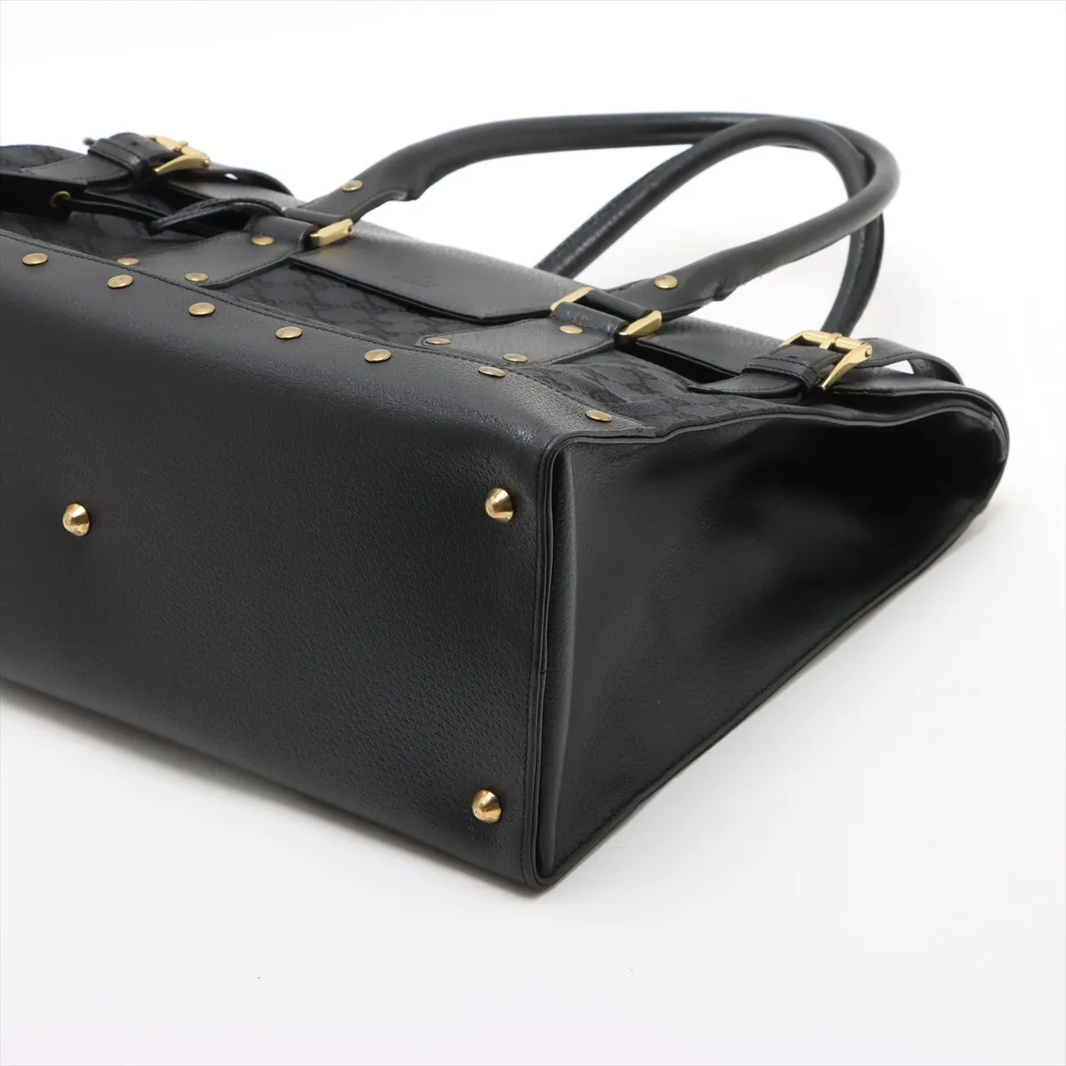 GG Canvas x Leather Handbag Black 115531 — view 3