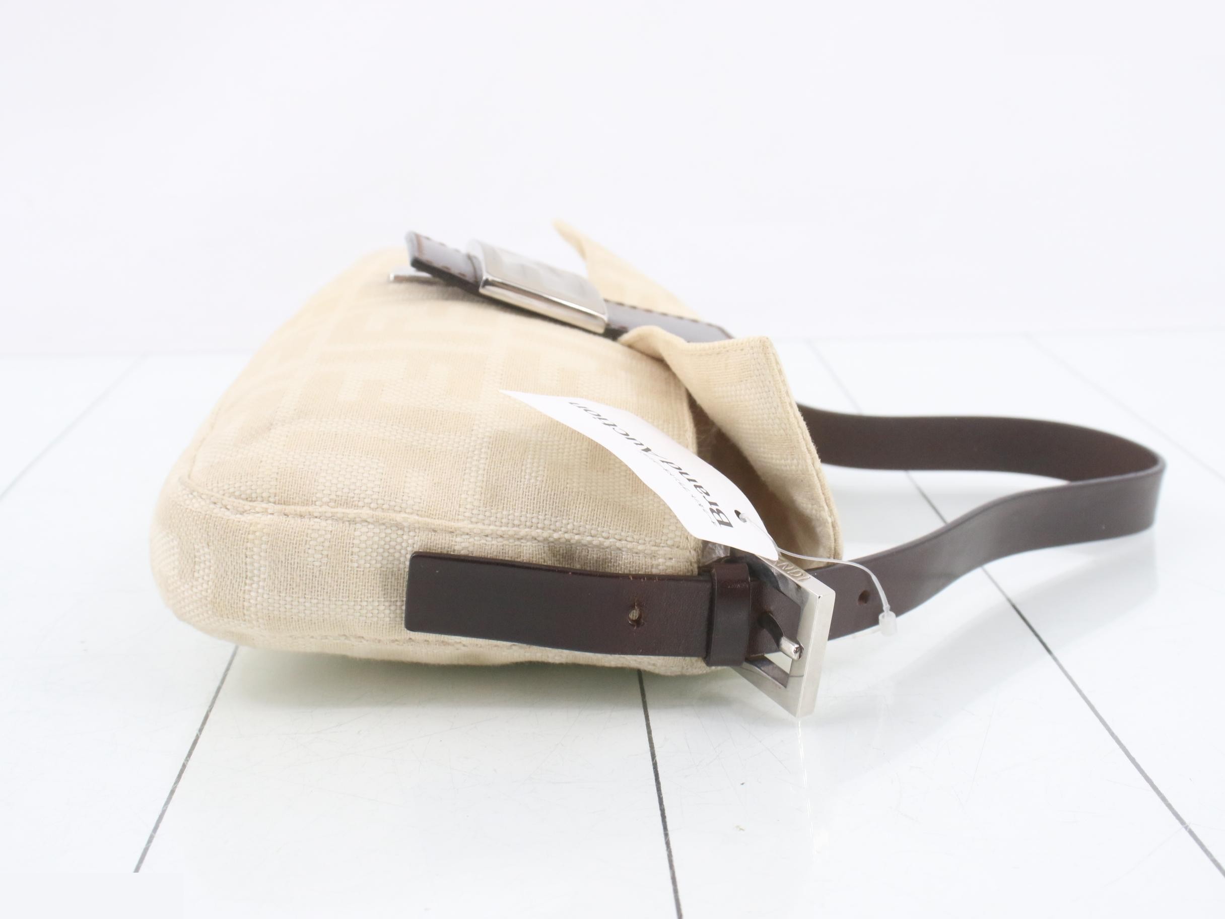 Mamma Bucket Shoulder Bag, Canvas x Leather, Beige — view 3