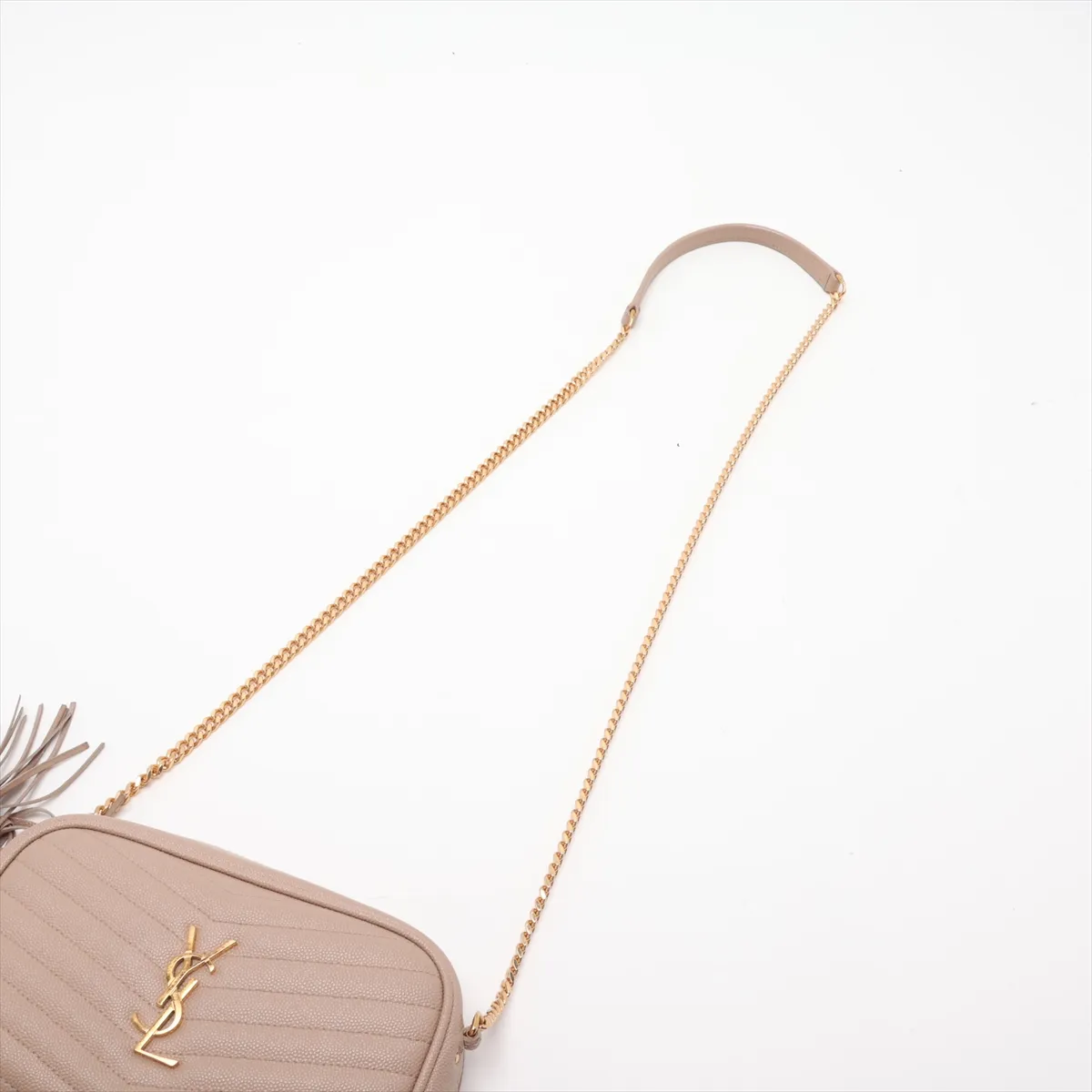 Lou Leather Chain Shoulder Bag, Beige, 612579 — view 5