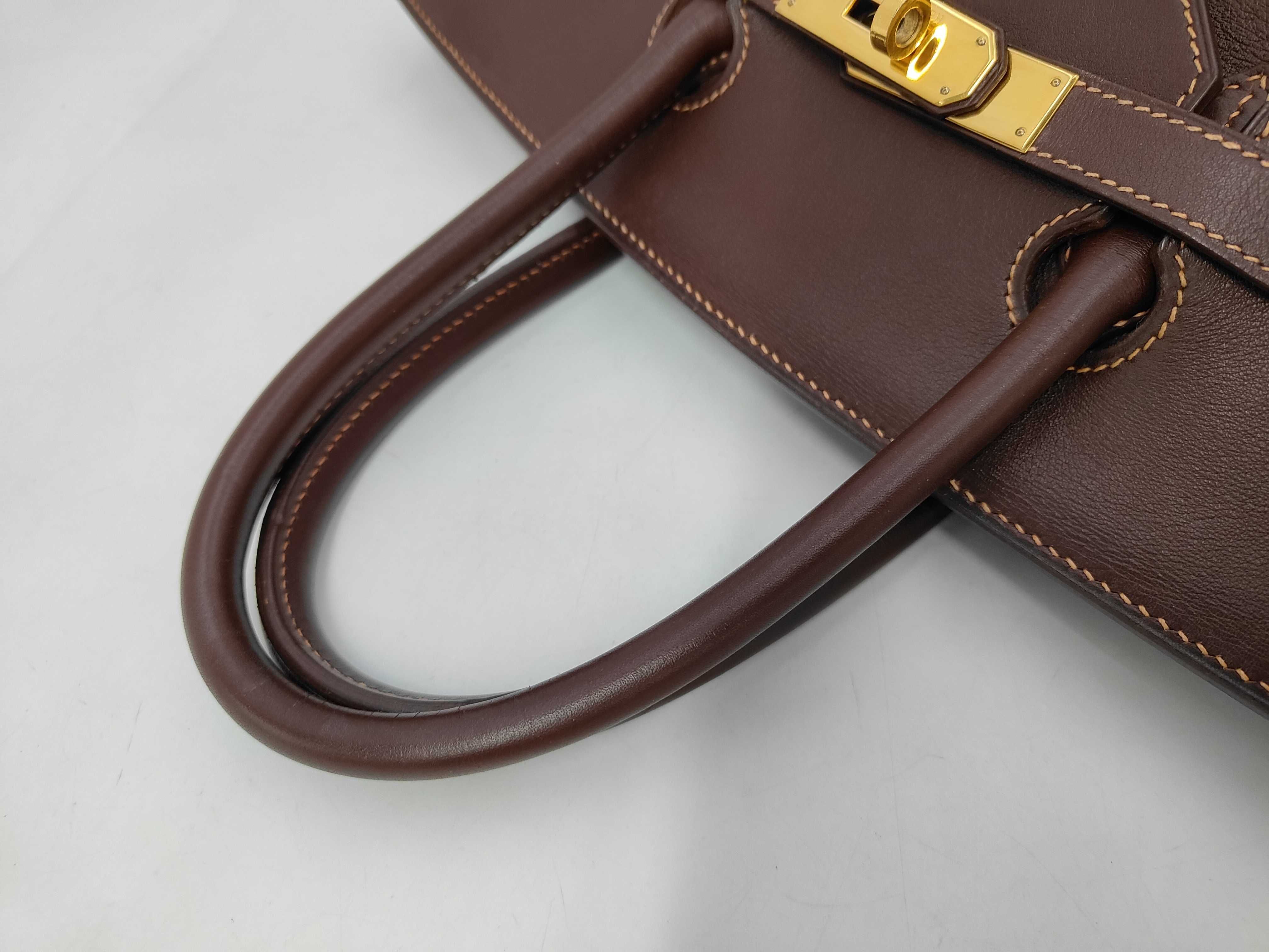 Birkin 35 handbag, brown with gold hardware, featuring the "Z" stamp. — view 4
