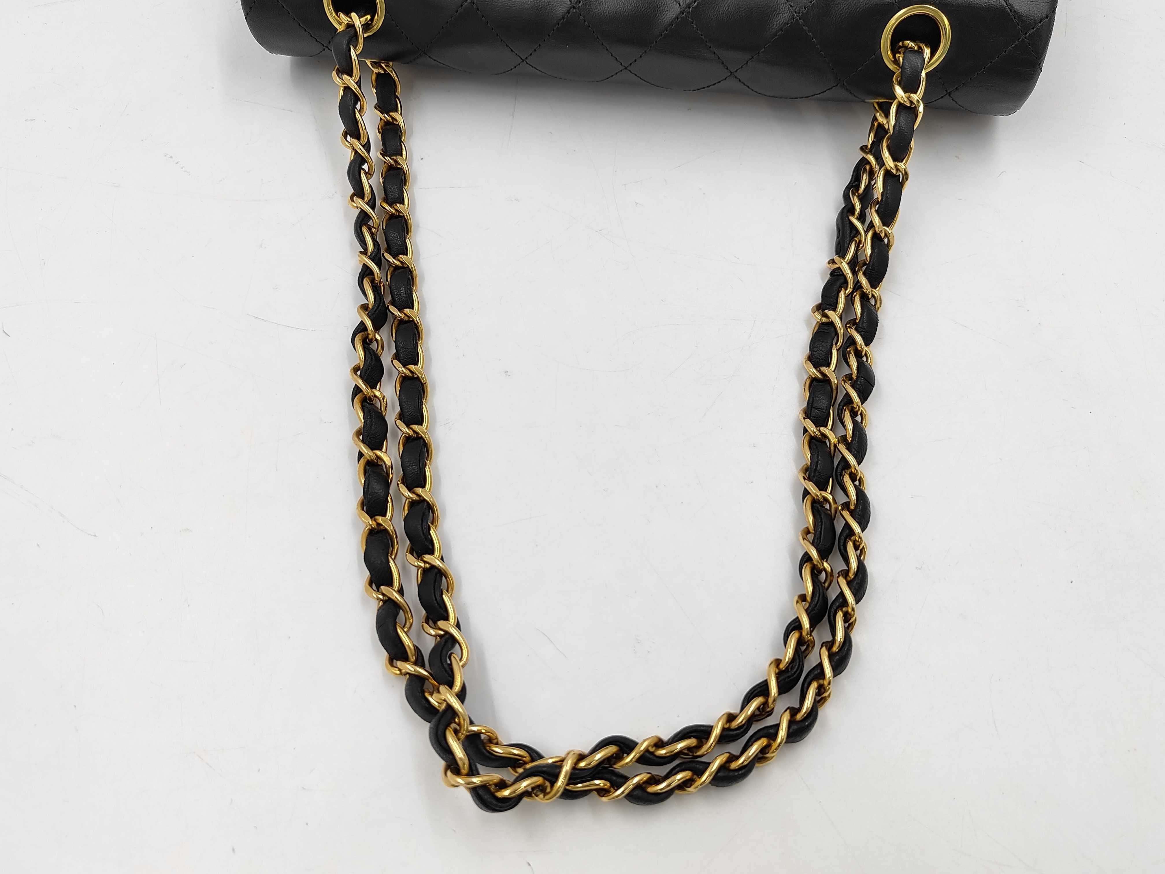 Matelassé 25 Lambskin Double Flap Chain Bag, Black x Wine, with original seal, serial number in the 5-series, Shoulder Bag — view 3