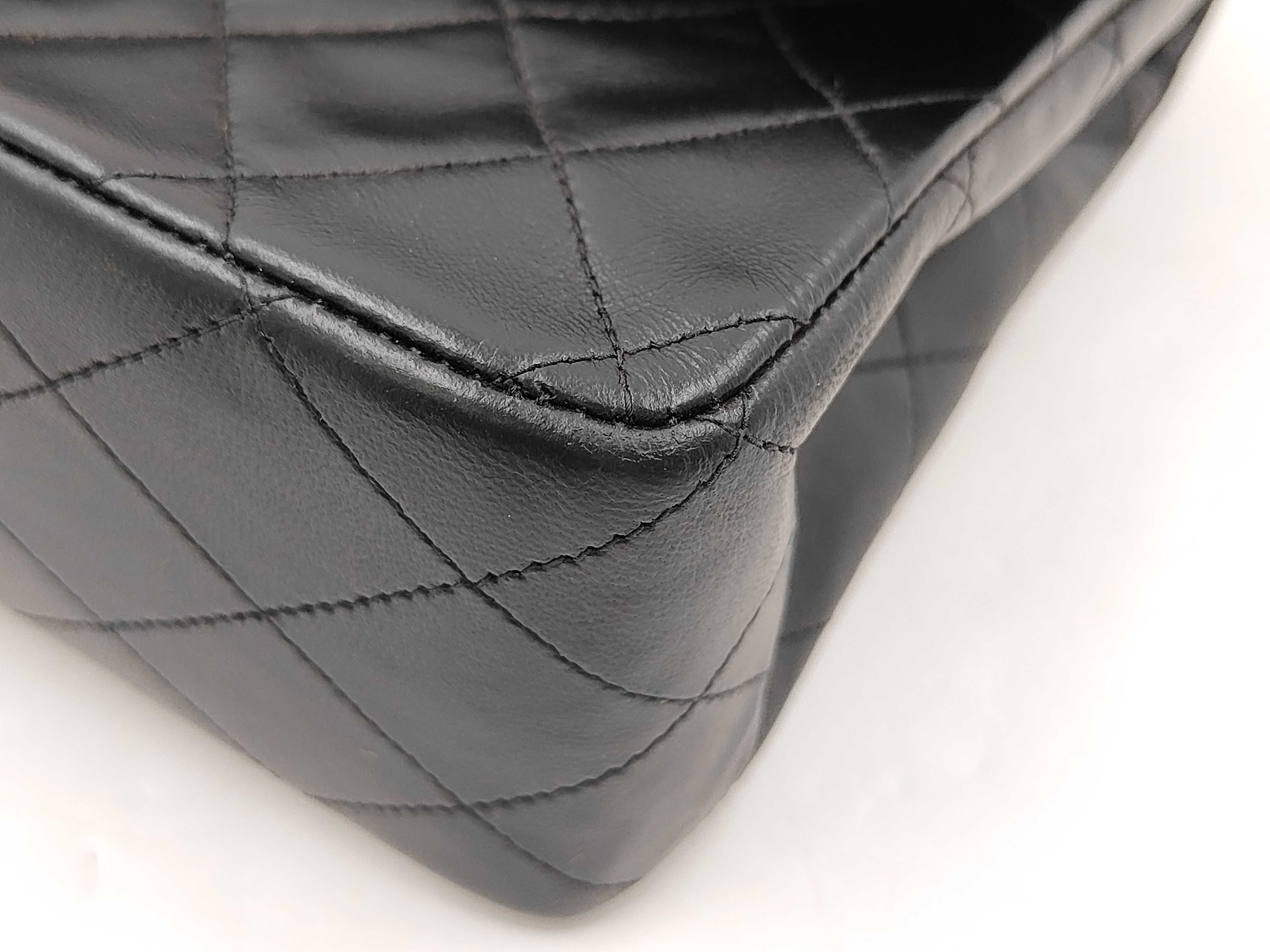 Matelassé 25 Lambskin Double Flap Chain Bag, Black x Wine, with original seal, serial number in the 5-series, Shoulder Bag — view 6