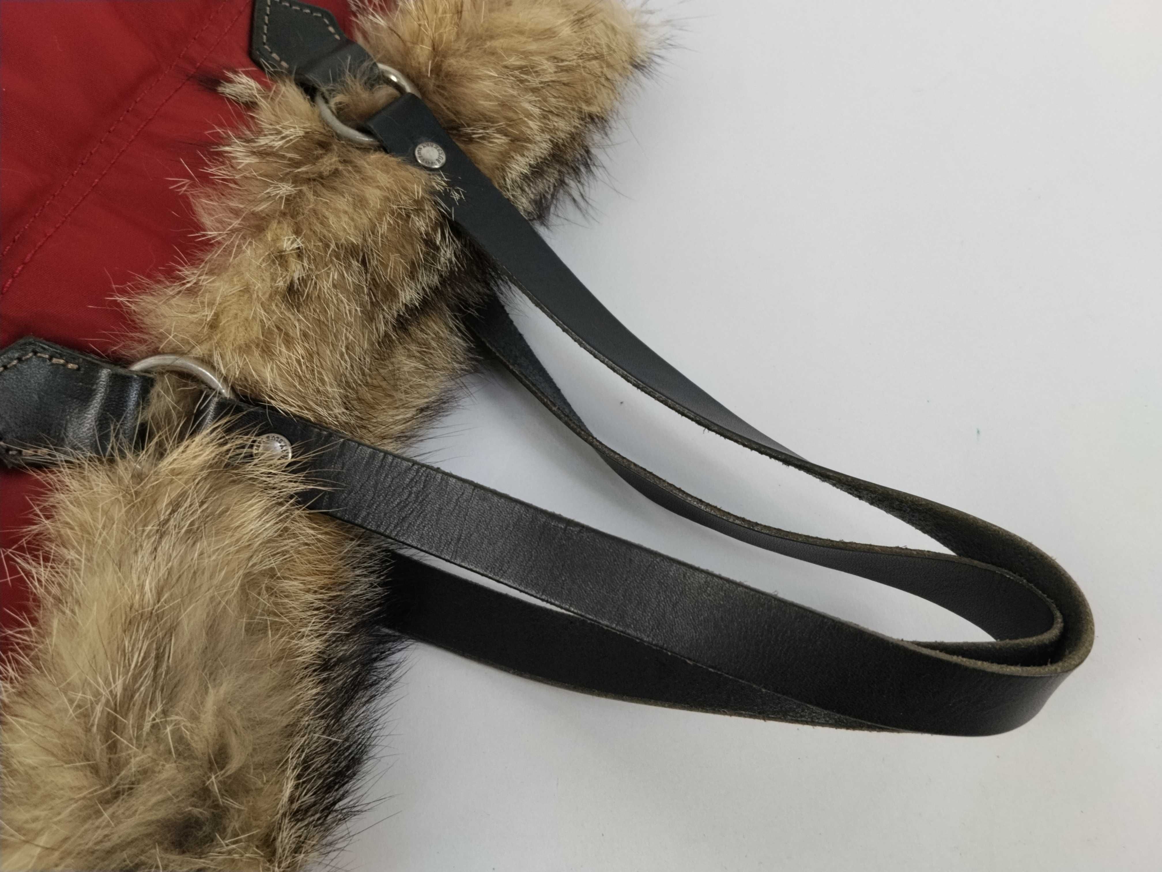 quilted nylon fur red handbag — view 3