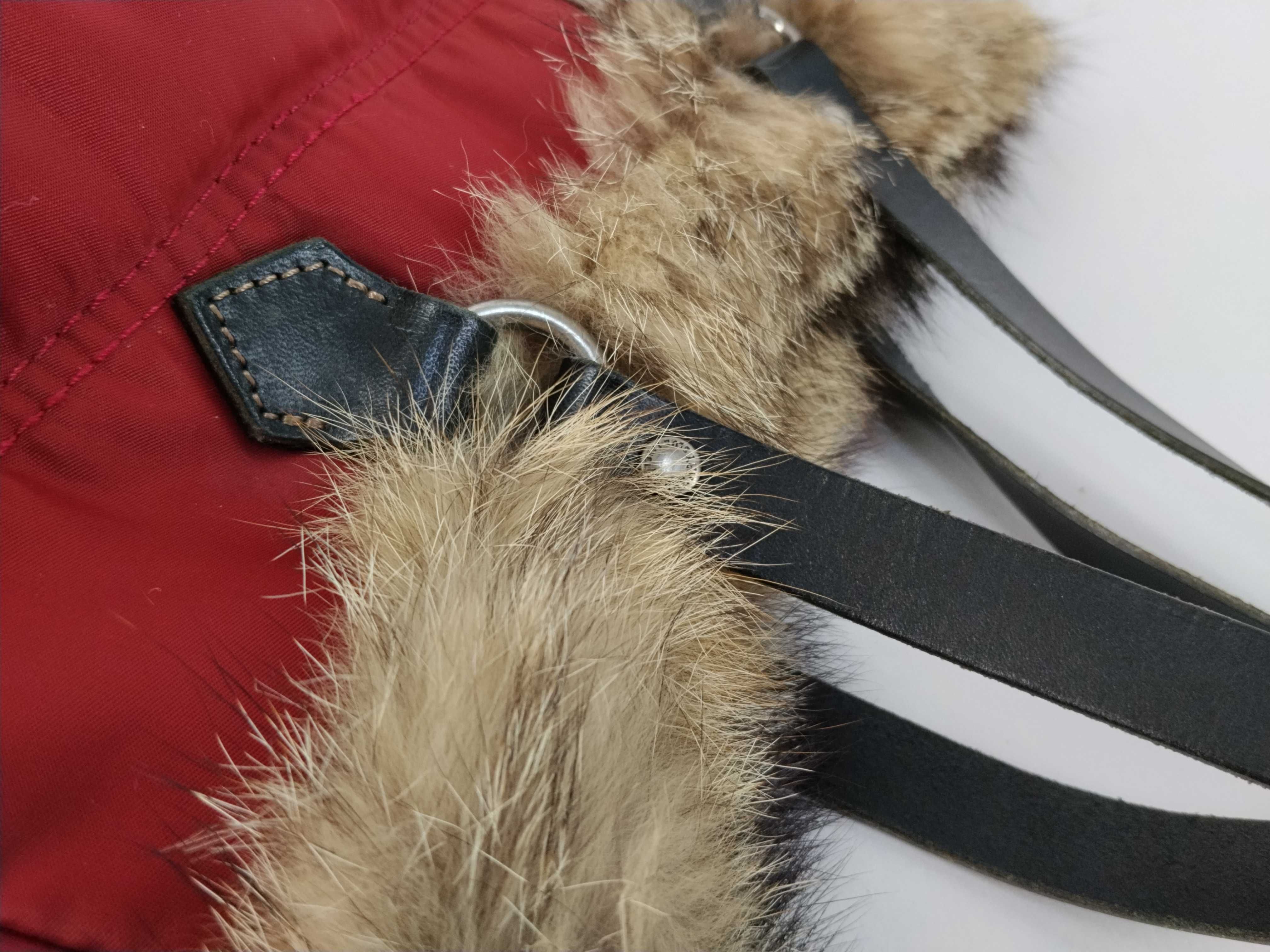 quilted nylon fur red handbag — view 5