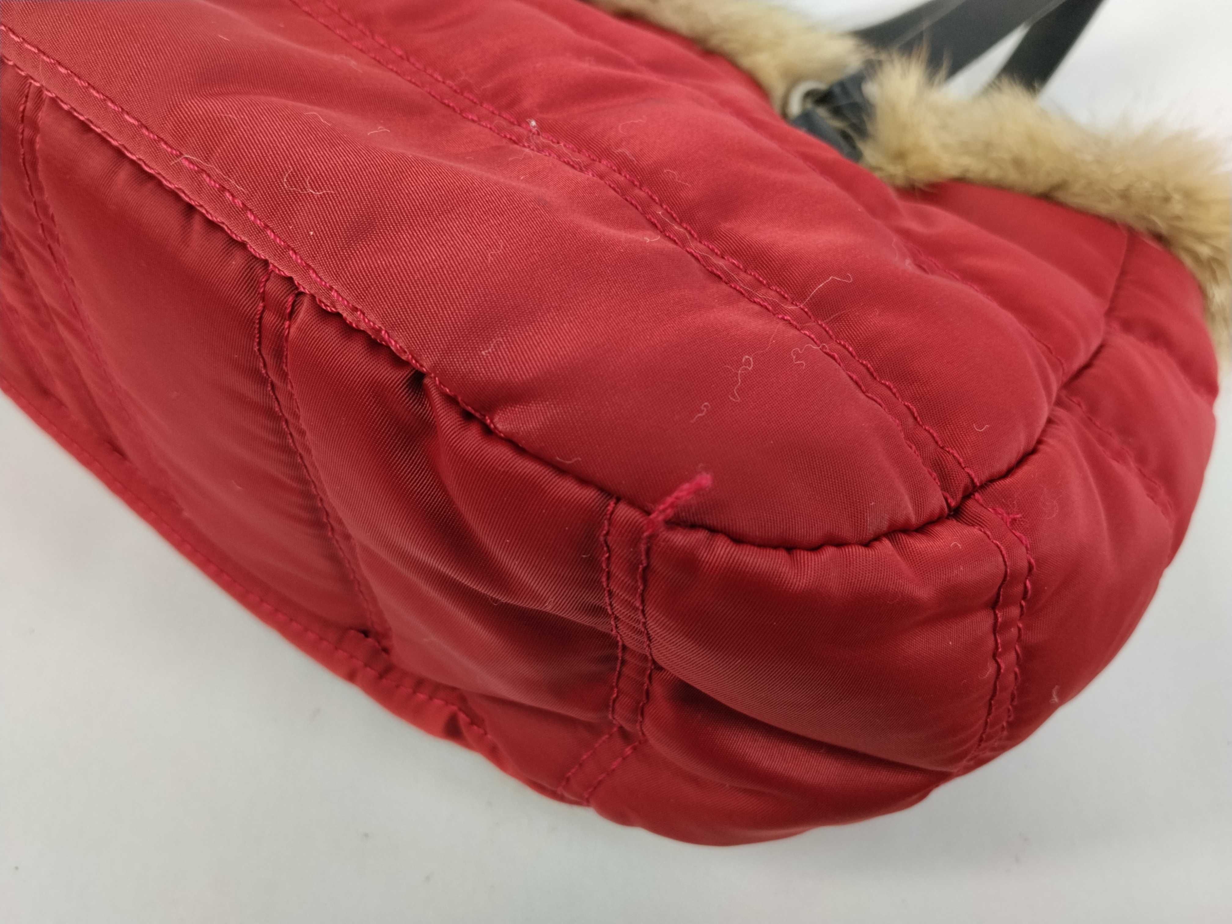 quilted nylon fur red handbag — view 6