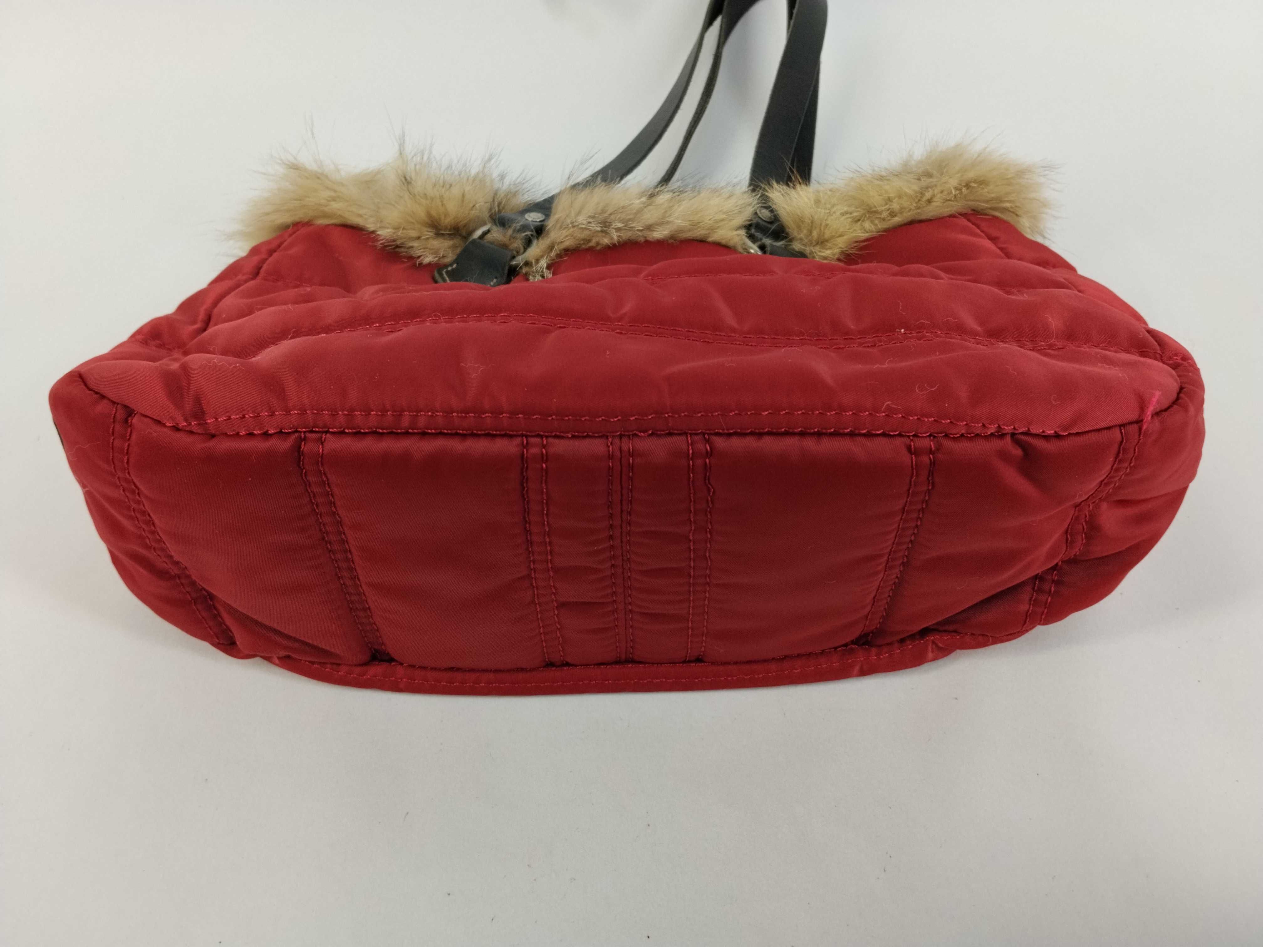 quilted nylon fur red handbag — view 7