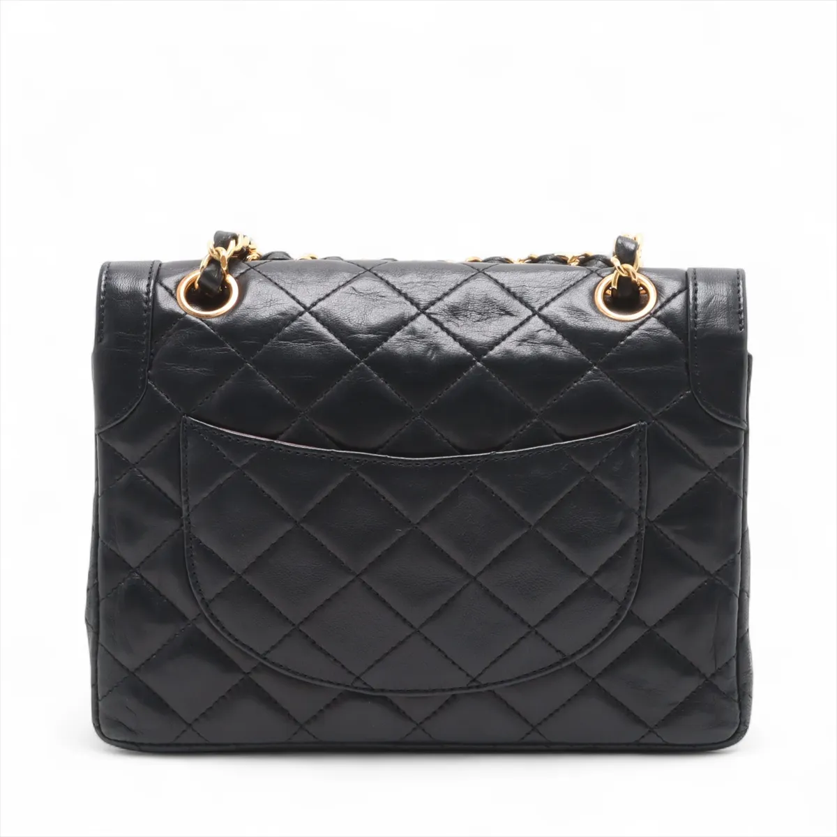 Matelasse Lambskin Double Flap Double Chain Bag Paris Limited Black Gold Hardware 0452679 Series 0 — view 2