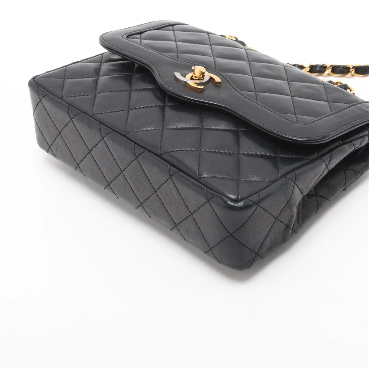 Matelasse Lambskin Double Flap Double Chain Bag Paris Limited Black Gold Hardware 0452679 Series 0 — view 3