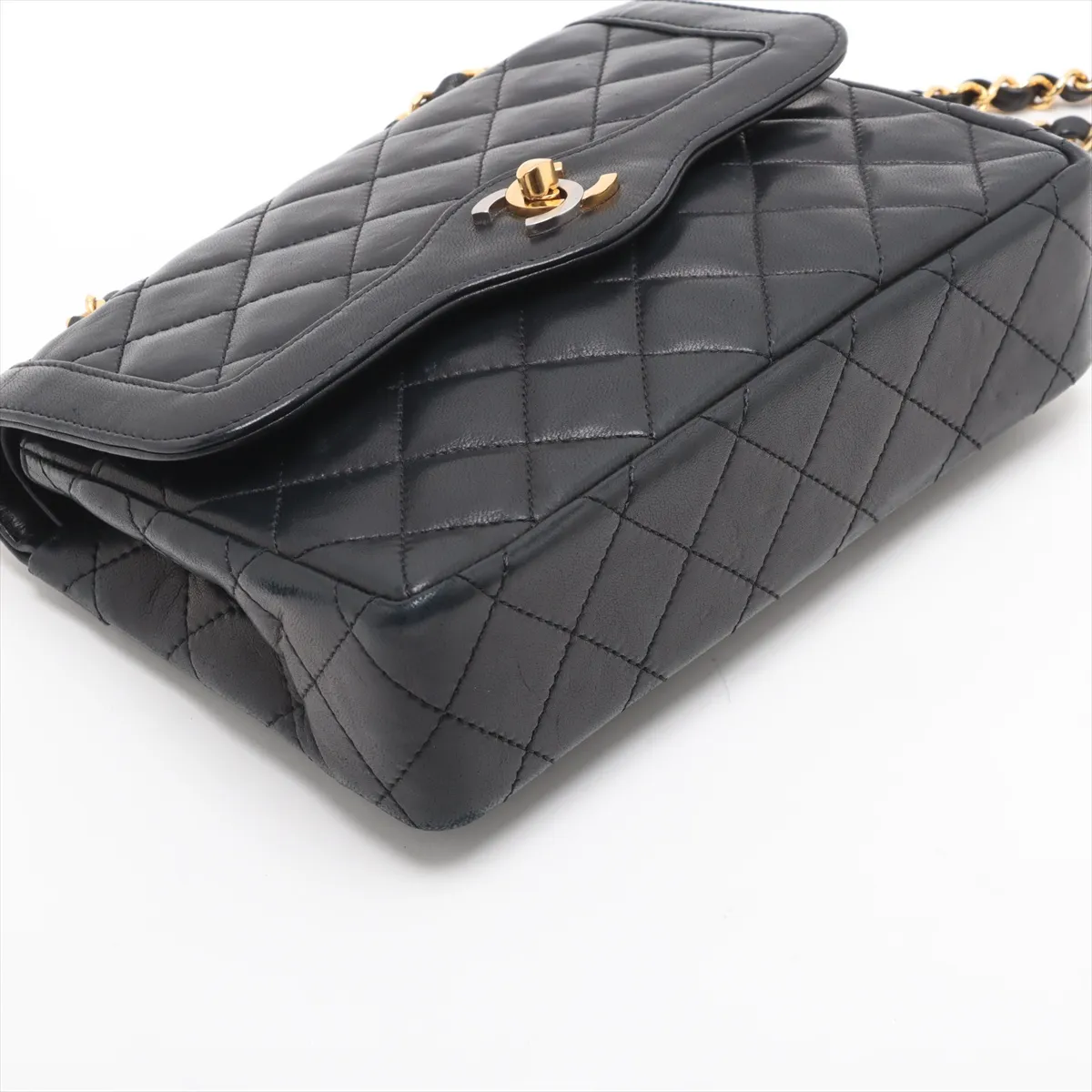 Matelasse Lambskin Double Flap Double Chain Bag Paris Limited Black Gold Hardware 0452679 Series 0 — view 4