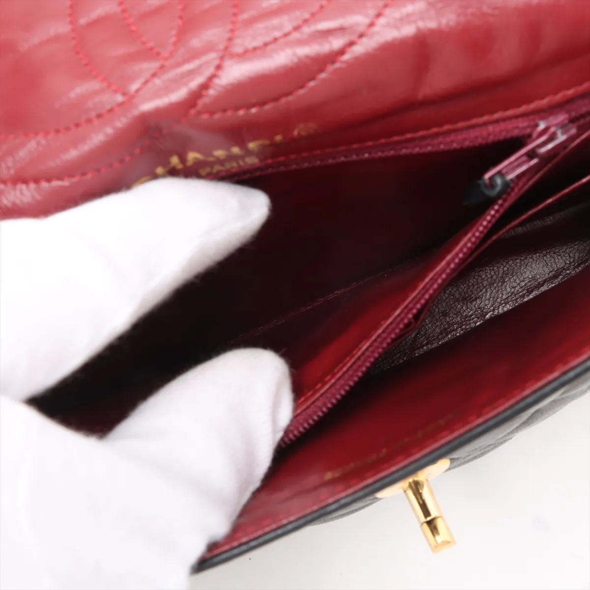 Matelasse Lambskin Double Flap Double Chain Bag Paris Limited Black Gold Hardware 0452679 Series 0 — view 8