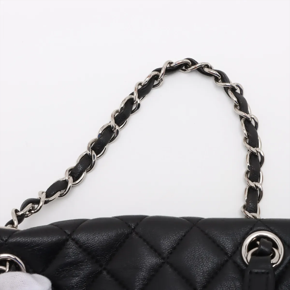 Matelasse lambskin chain backpack black silver hardware 22273230 22nd series — view 13