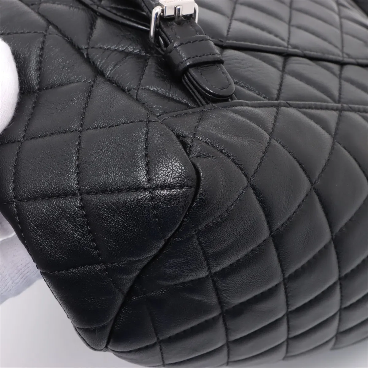 Matelasse lambskin chain backpack black silver hardware 22273230 22nd series — view 15
