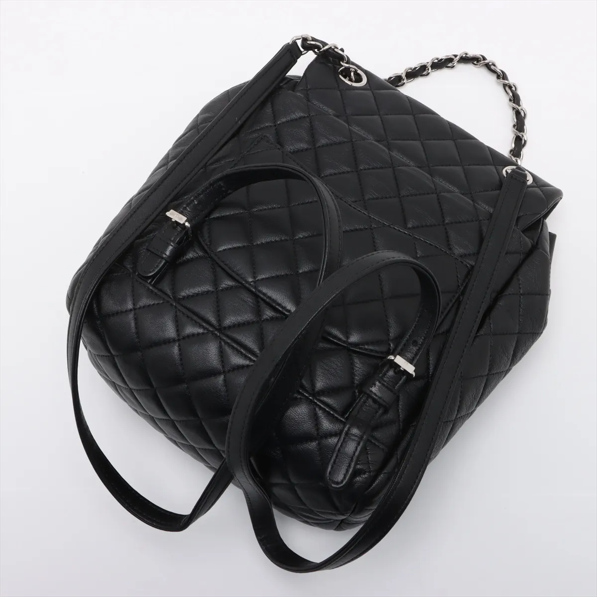 Matelasse lambskin chain backpack black silver hardware 22273230 22nd series — view 5