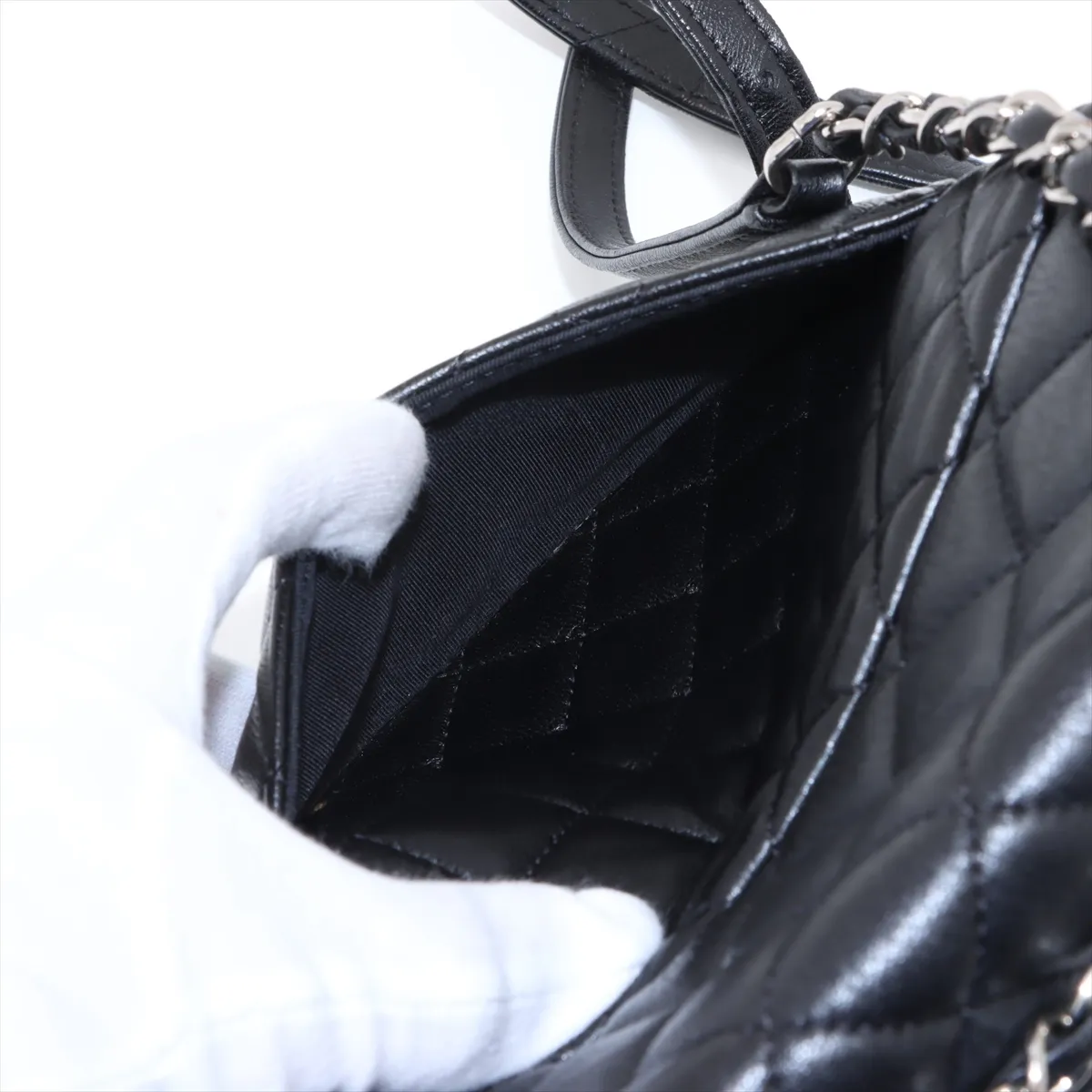 Matelasse lambskin chain backpack black silver hardware 22273230 22nd series — view 9