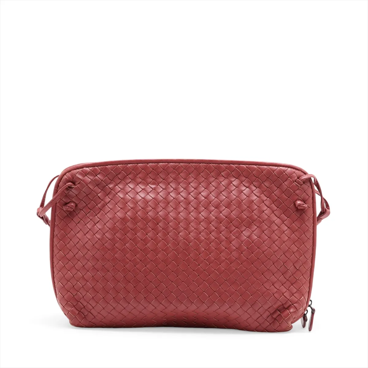 Intrecciato Leather Shoulder Bag, Red — view 2