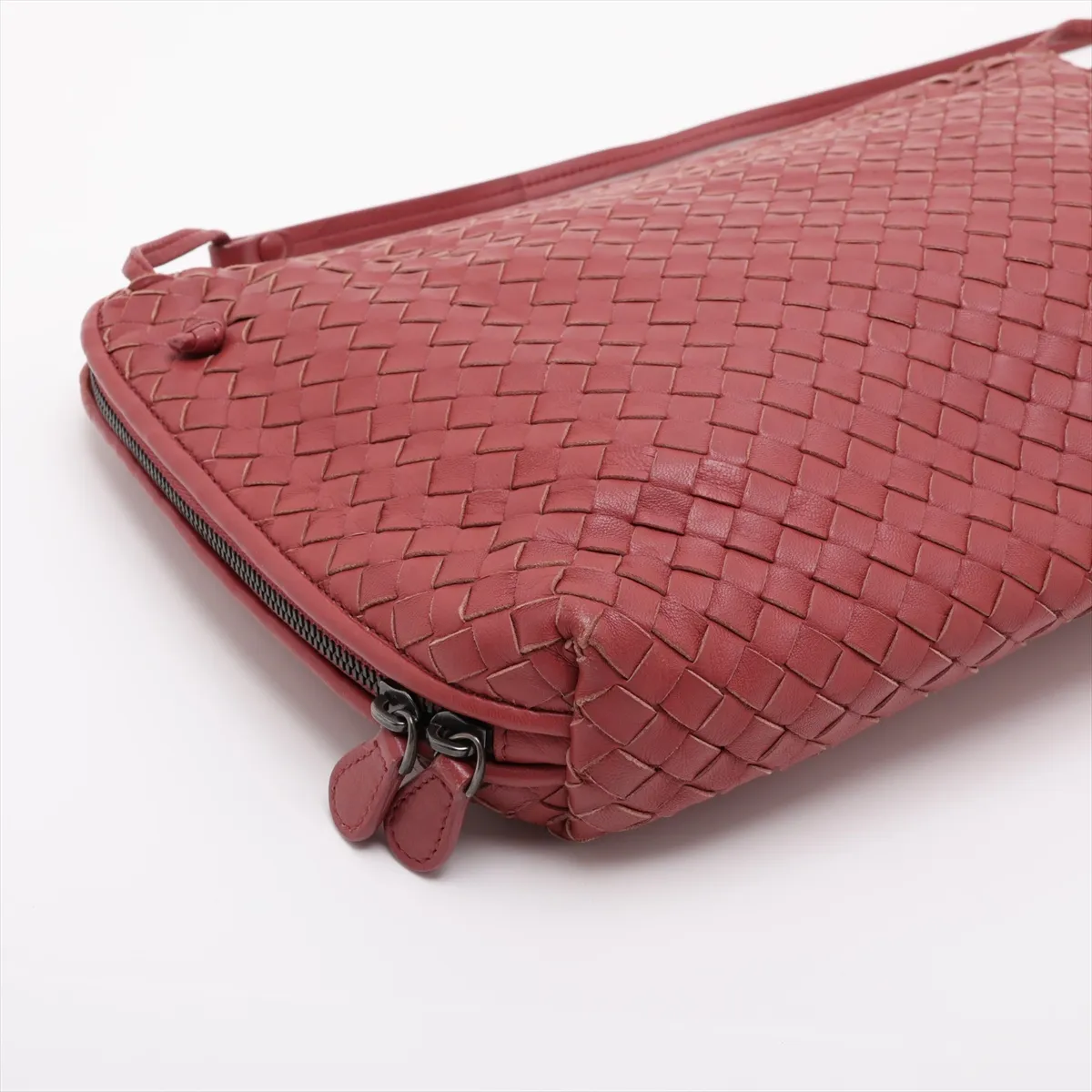 Intrecciato Leather Shoulder Bag, Red — view 4