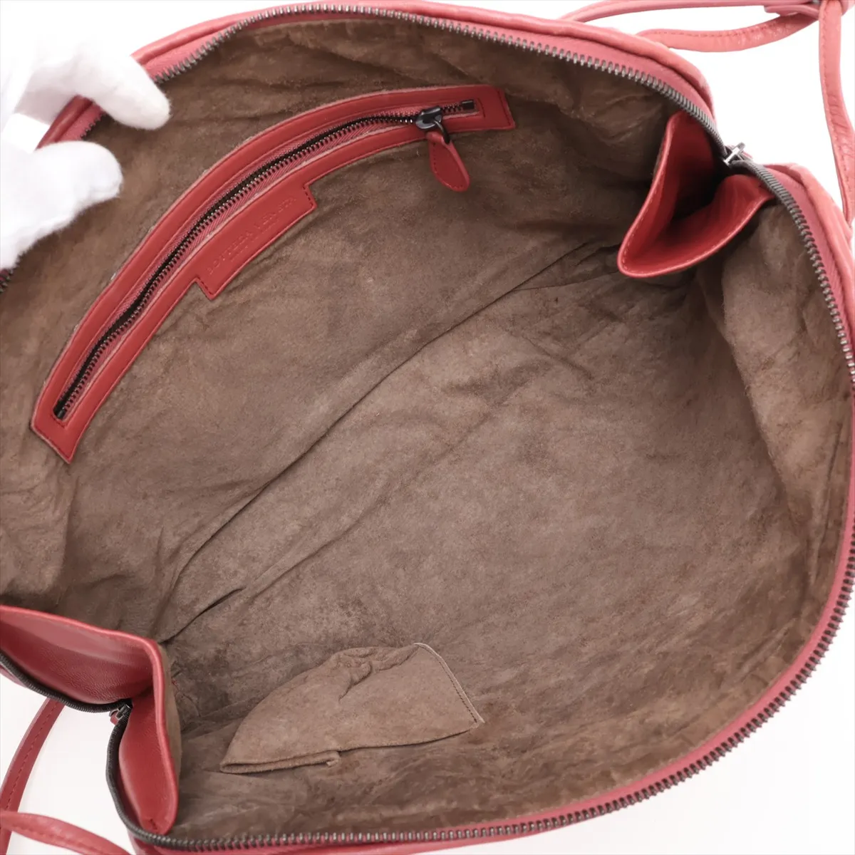 Intrecciato Leather Shoulder Bag, Red — view 6