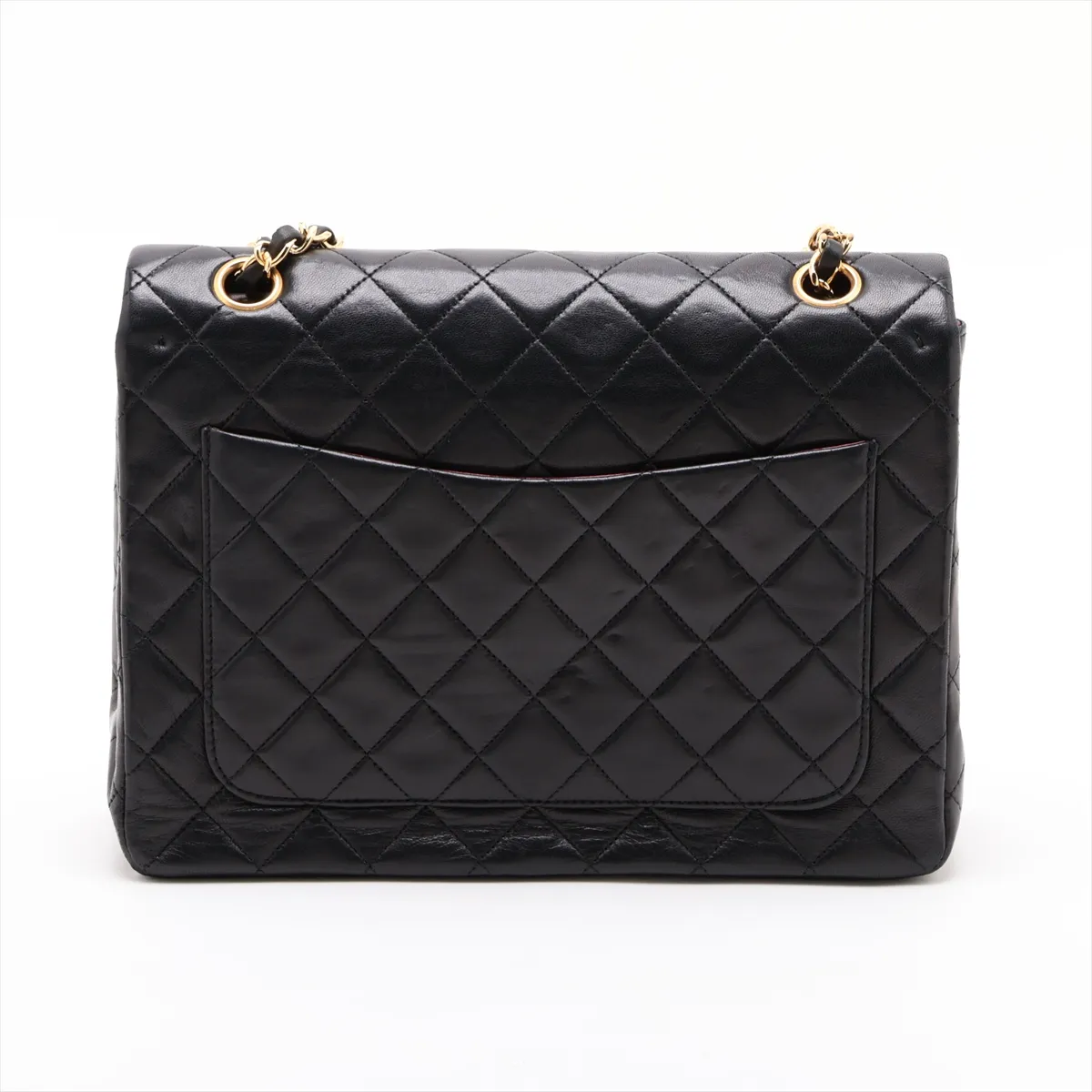 Matelassé Lambskin Double Flap Double Chain Bag, Black with Gold Hardware, Item No. 1606643 — view 2