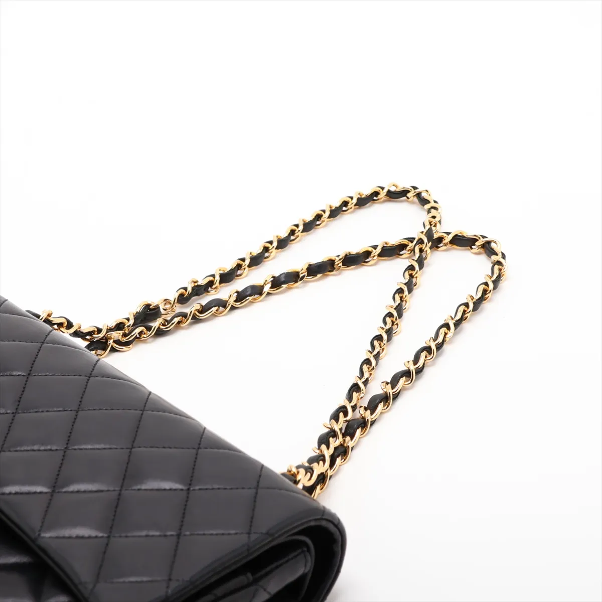 Matelassé Lambskin Double Flap Double Chain Bag, Black with Gold Hardware, Item No. 1606643 — view 5