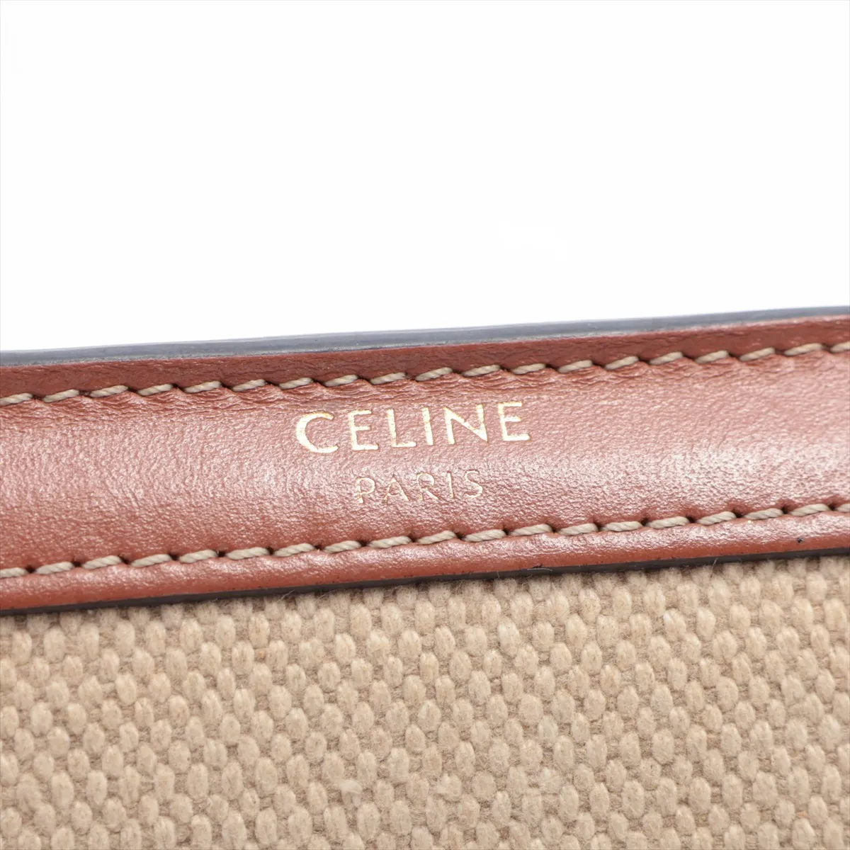 Triomphe Small Flap Wallet Leather Compact Wallet Beige x Brown — view 9