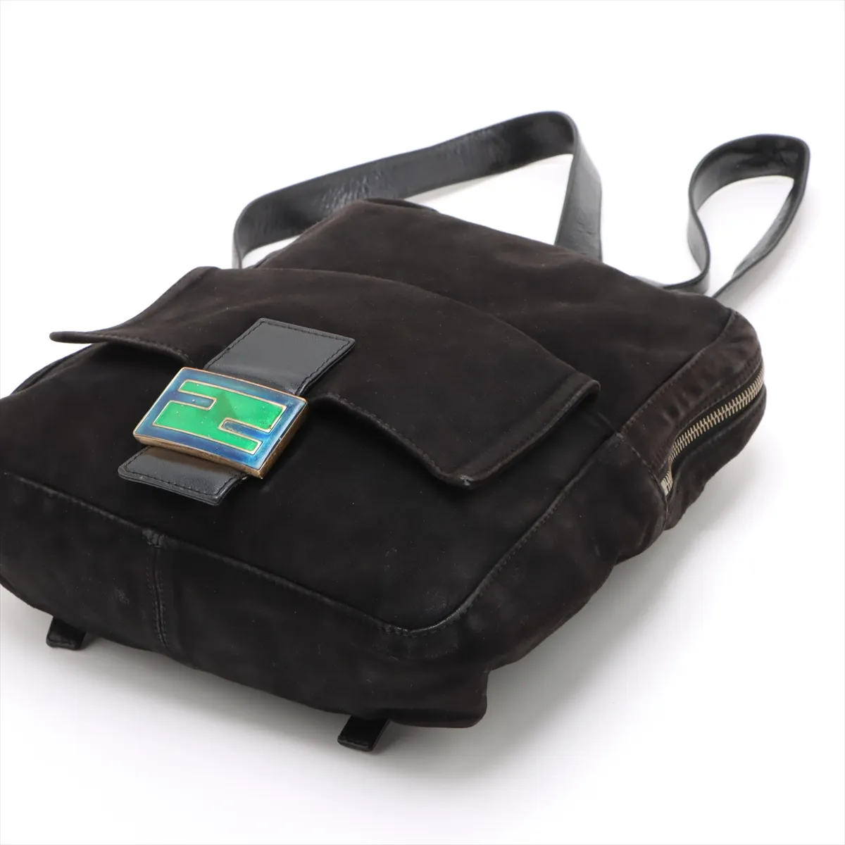suede and leather backpack/rucksack, brown, aftermarket hardware. — view 3