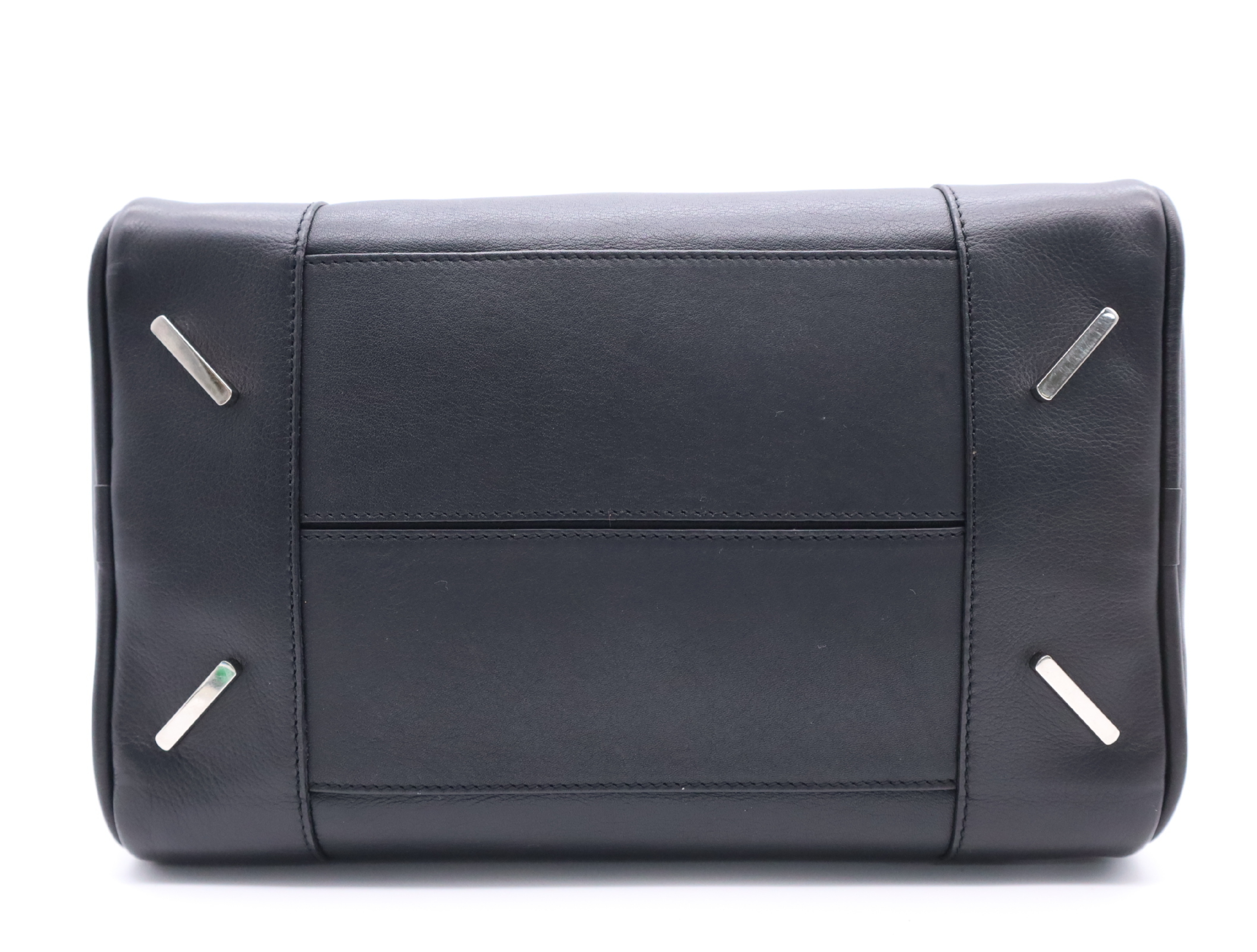 Leather Amazona 75 Handbag, Black, Silver Hardware, with Shoulder Strap — view 4