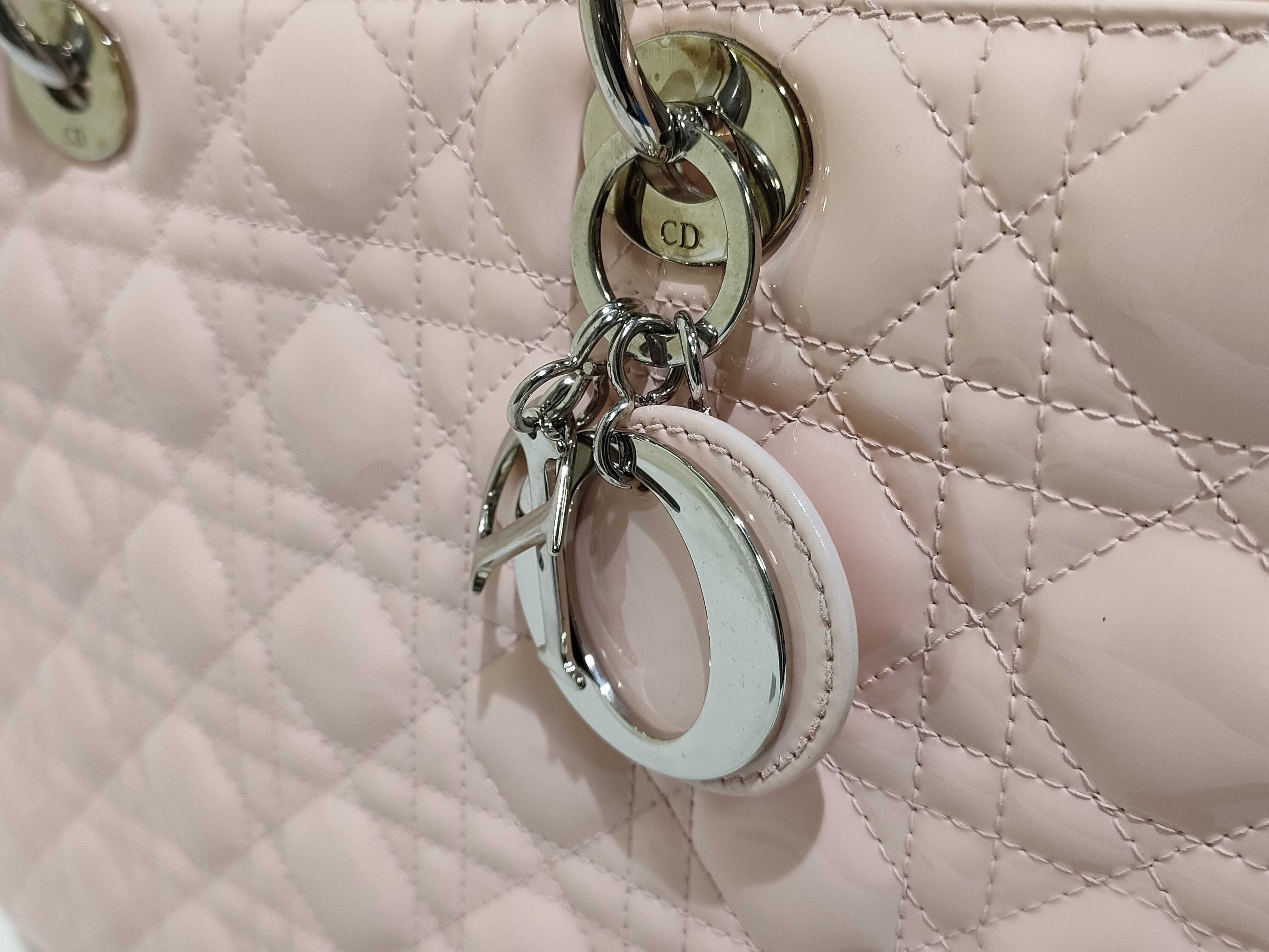 patent pink Lady Dior handbag — view 15