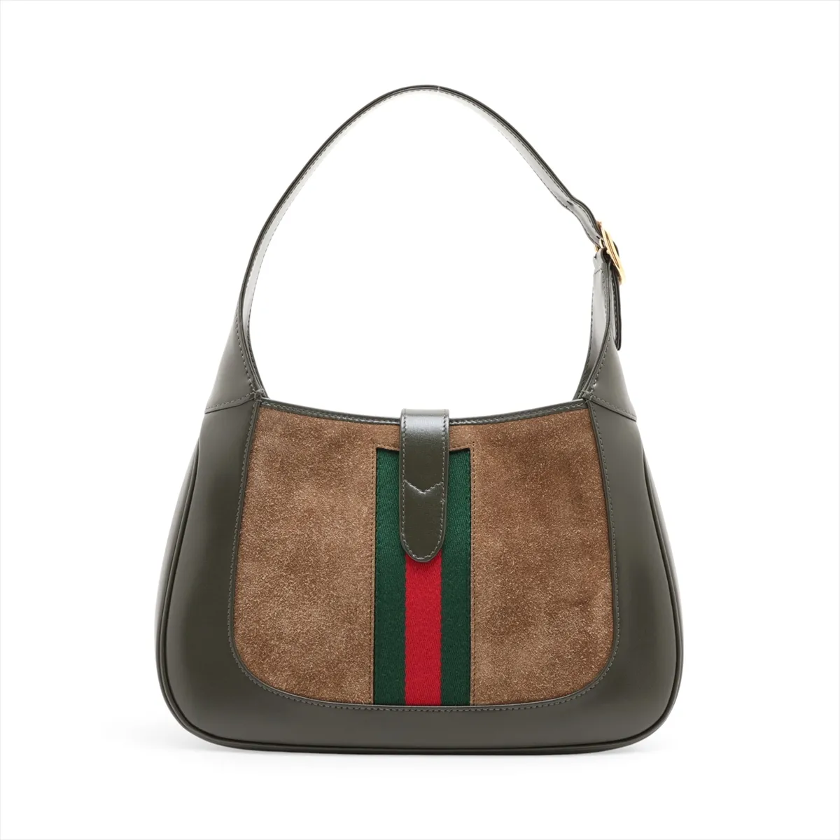 Jackie 1961 Suede x Leather Shoulder Bag, Khaki, 636709 — view 2
