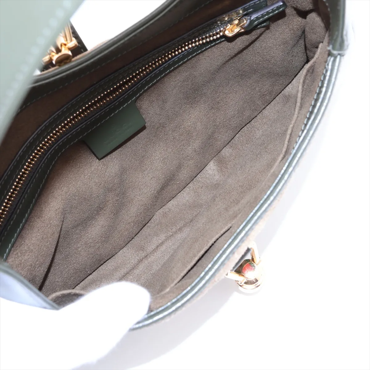 Jackie 1961 Suede x Leather Shoulder Bag, Khaki, 636709 — view 8