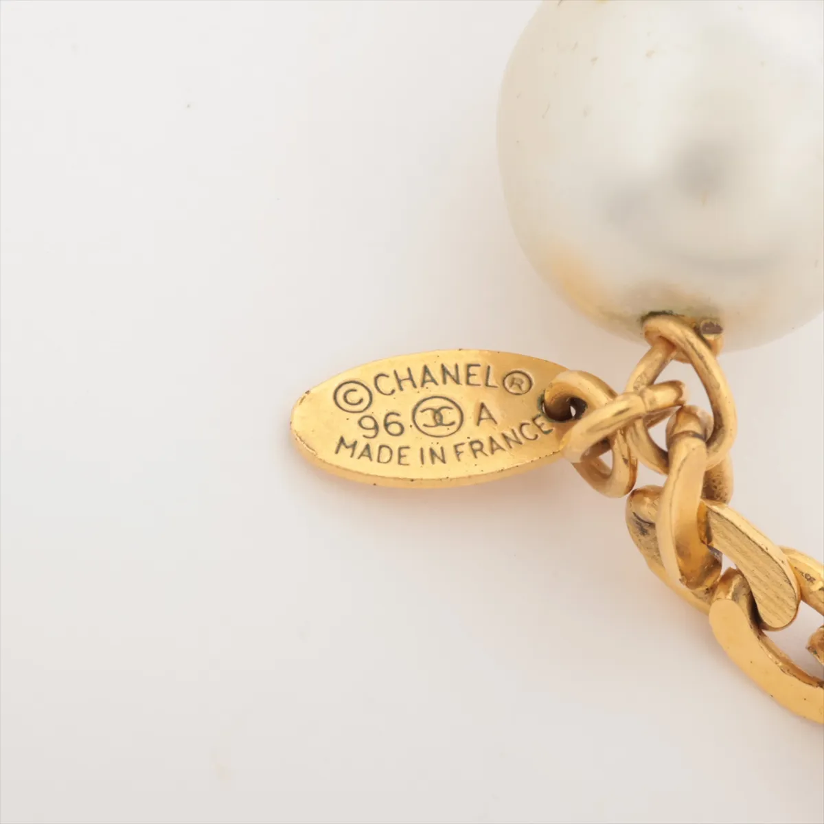 01A Necklace, GP x Faux Pearl, Gold, — view 5