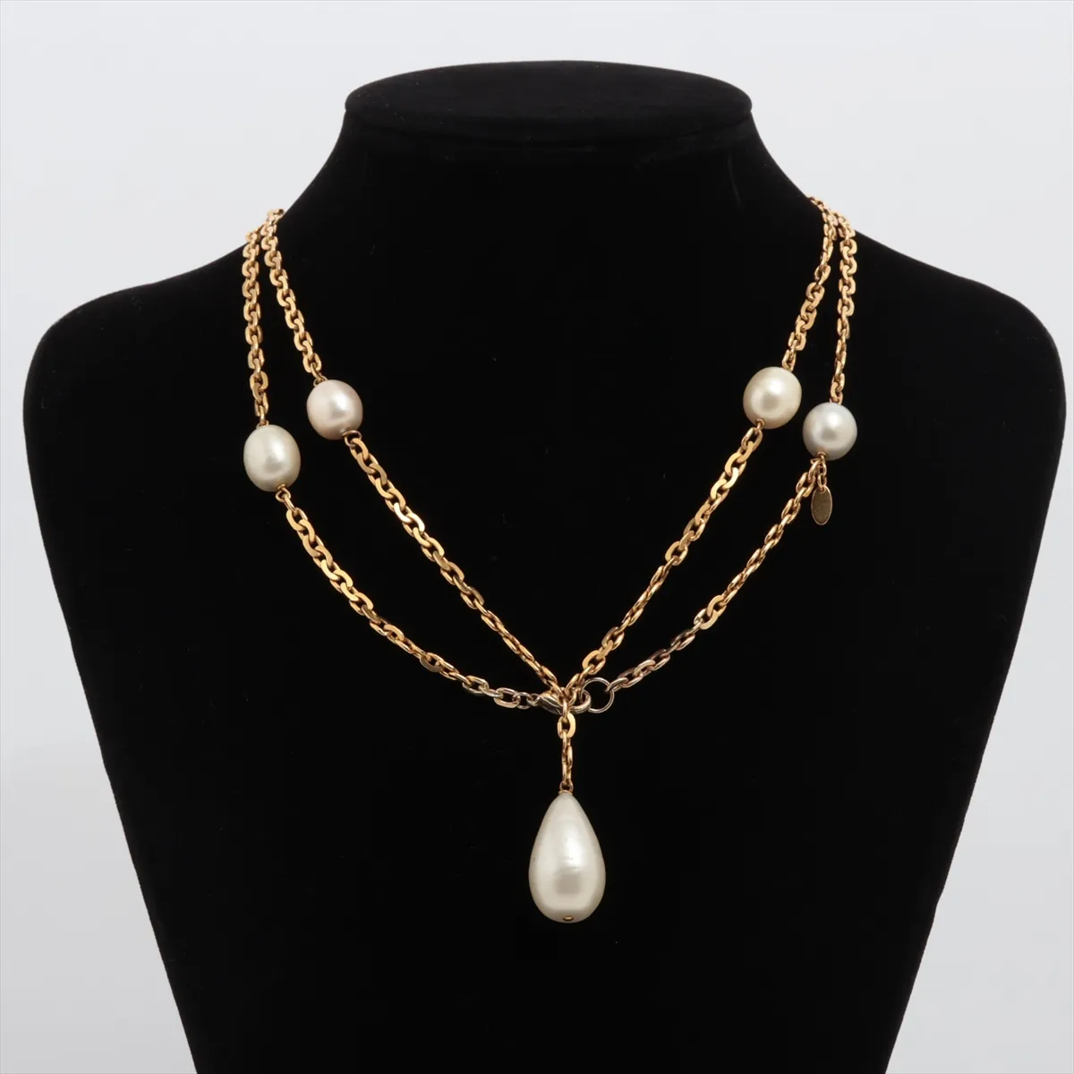01A Necklace, GP x Faux Pearl, Gold, — view 6