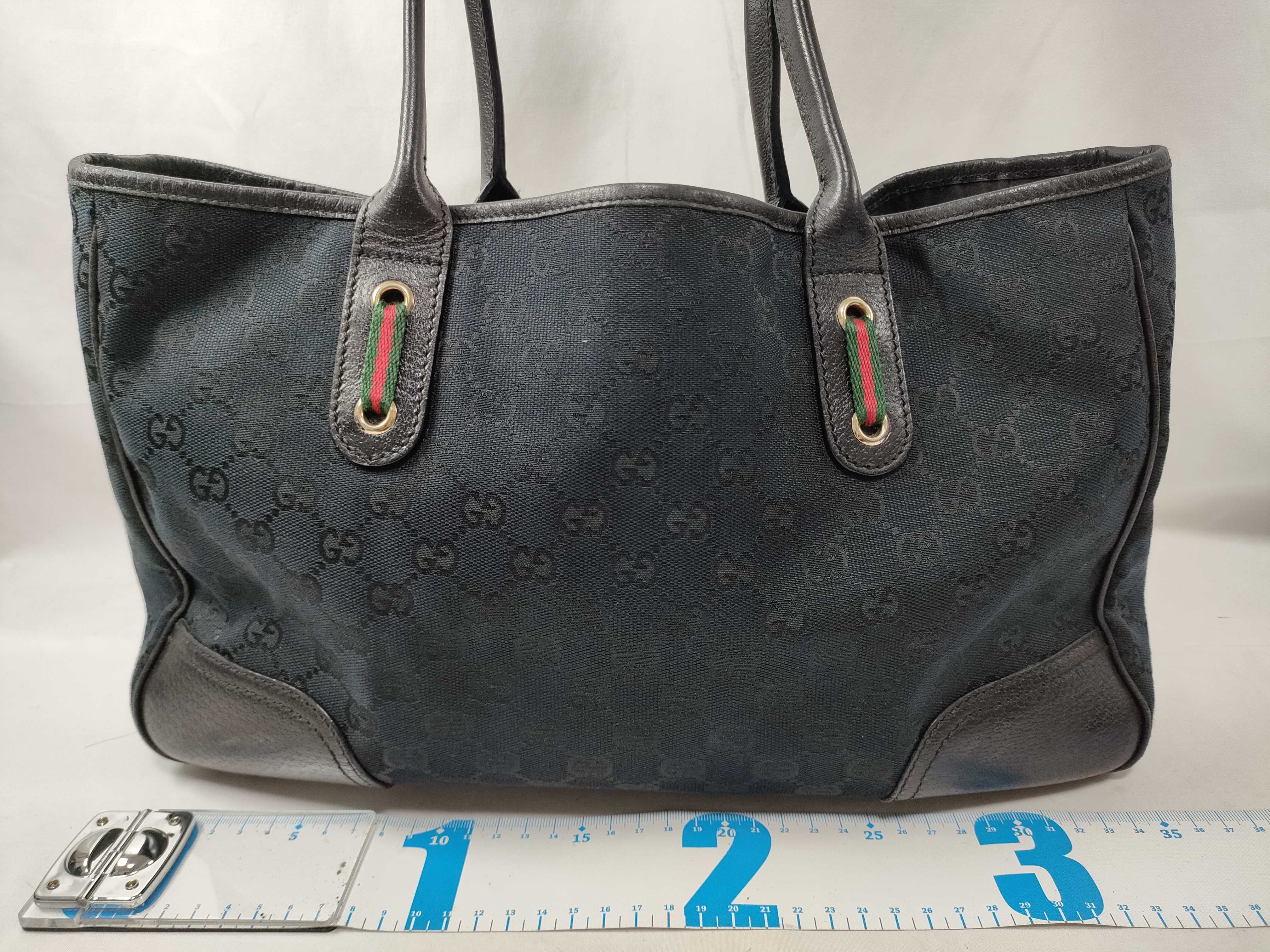 GG Canvas Sherry Line Black Shoulder Bag Tote Bag — view 2